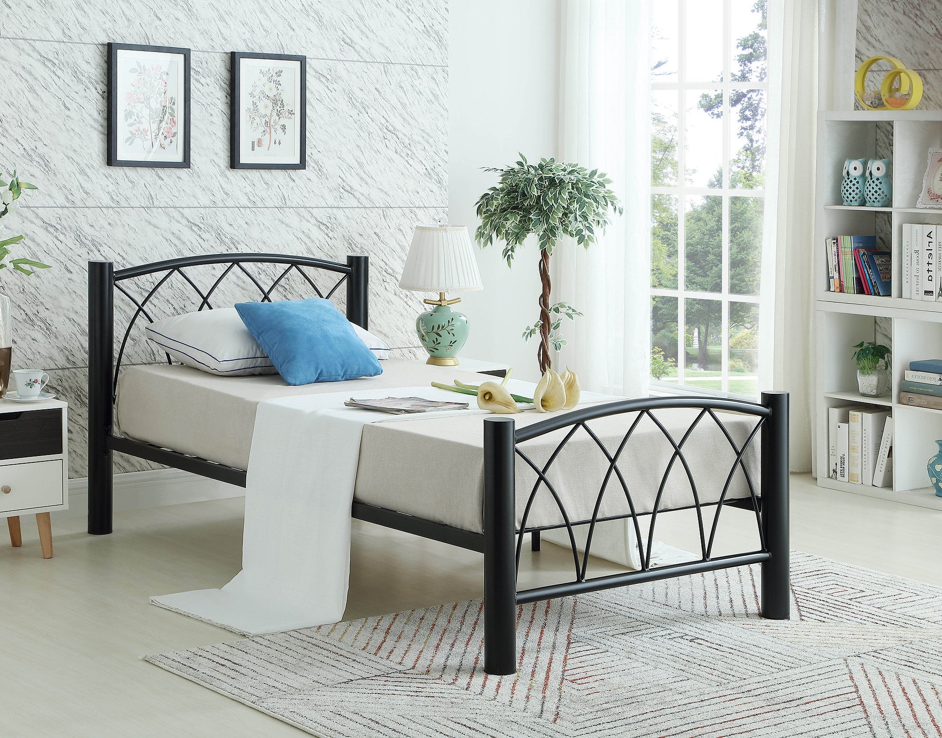 Image of if-182 - single or double or queen bed - platform bed includes mattress support.