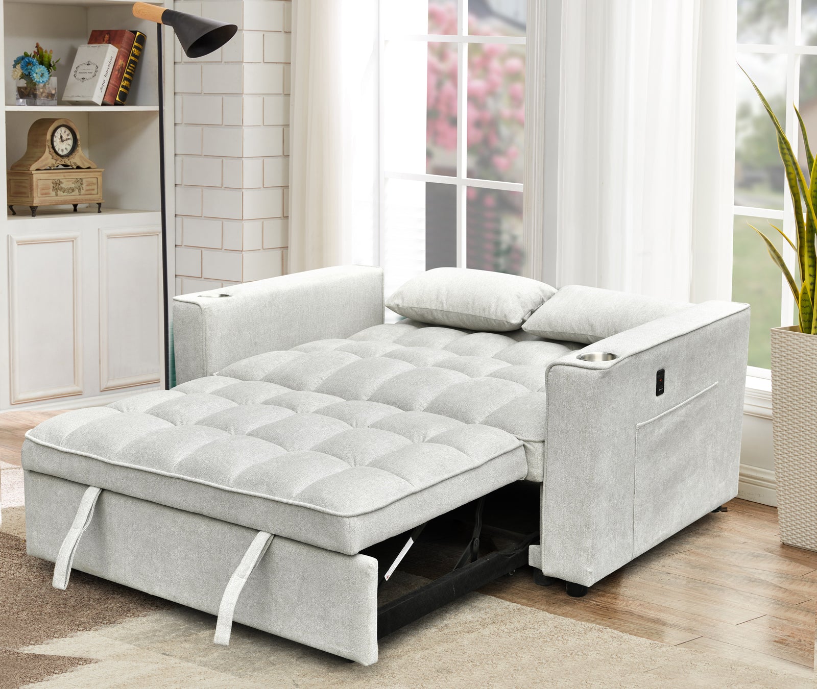 Ivory Pull-Out Loveseat Sofa Bed – IF-9028
