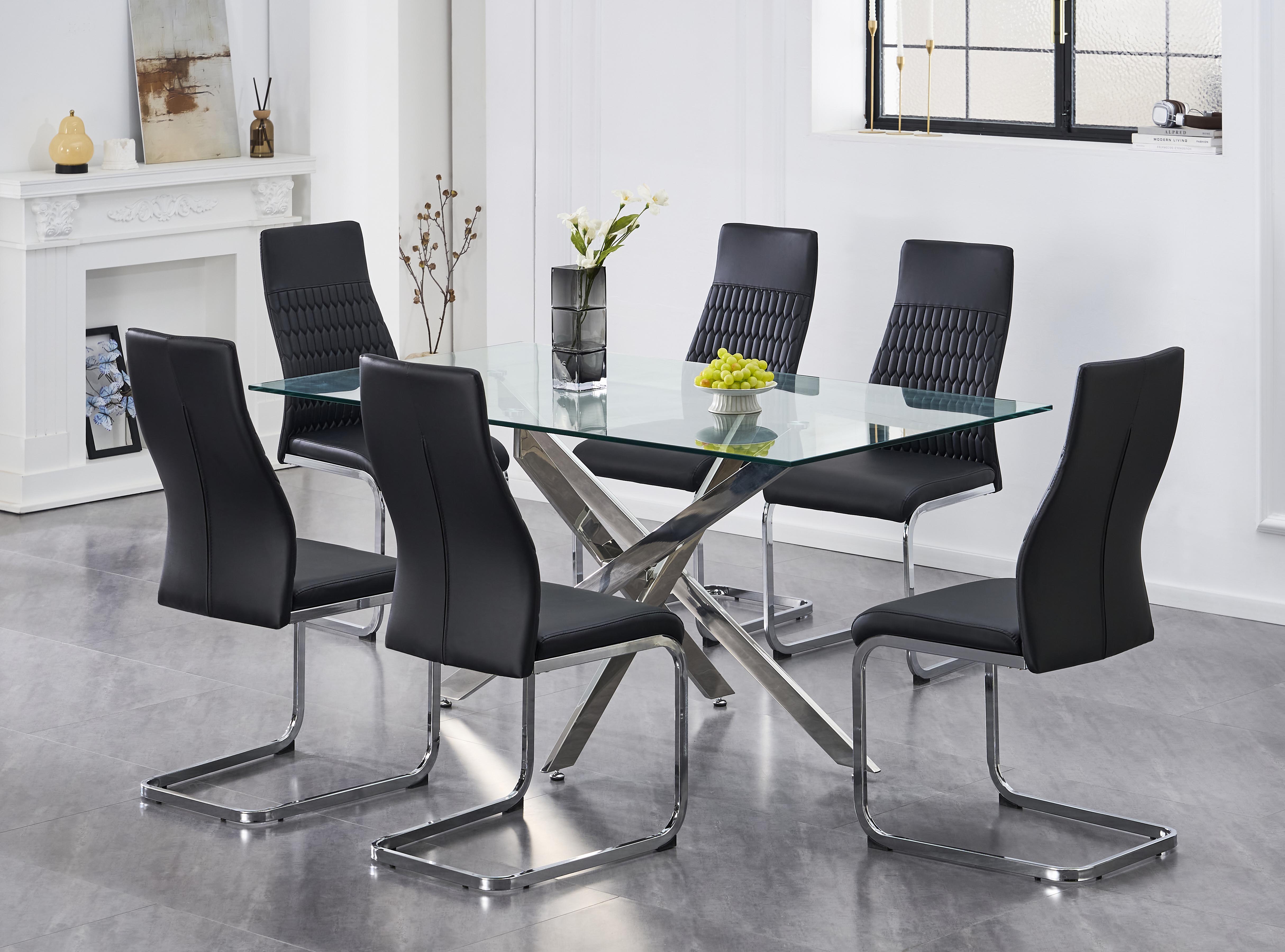 Upholstered in soft Black PU Dinette Set – T-1448 C-1579