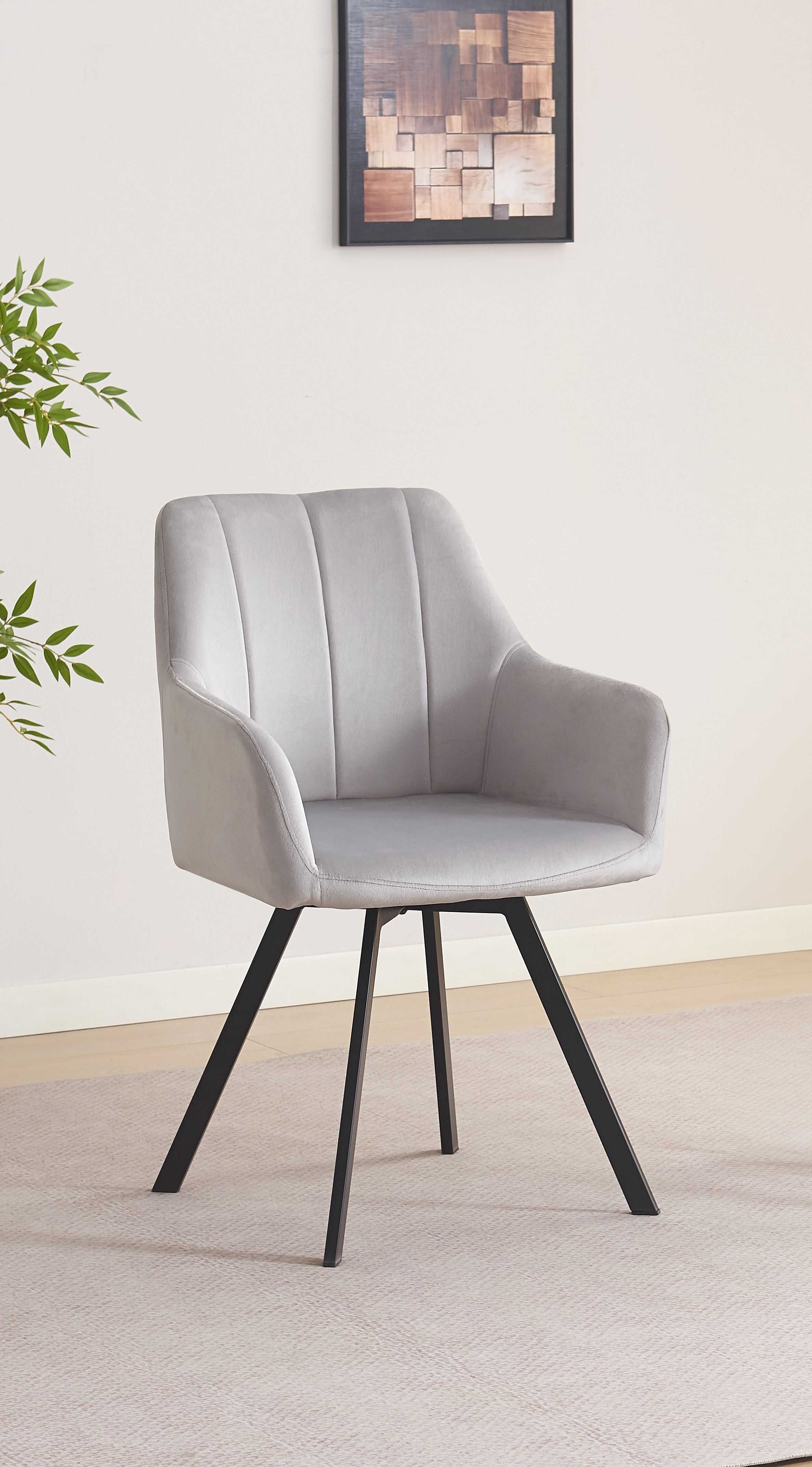 Soft Light Grey Velvet Chair – C-1411