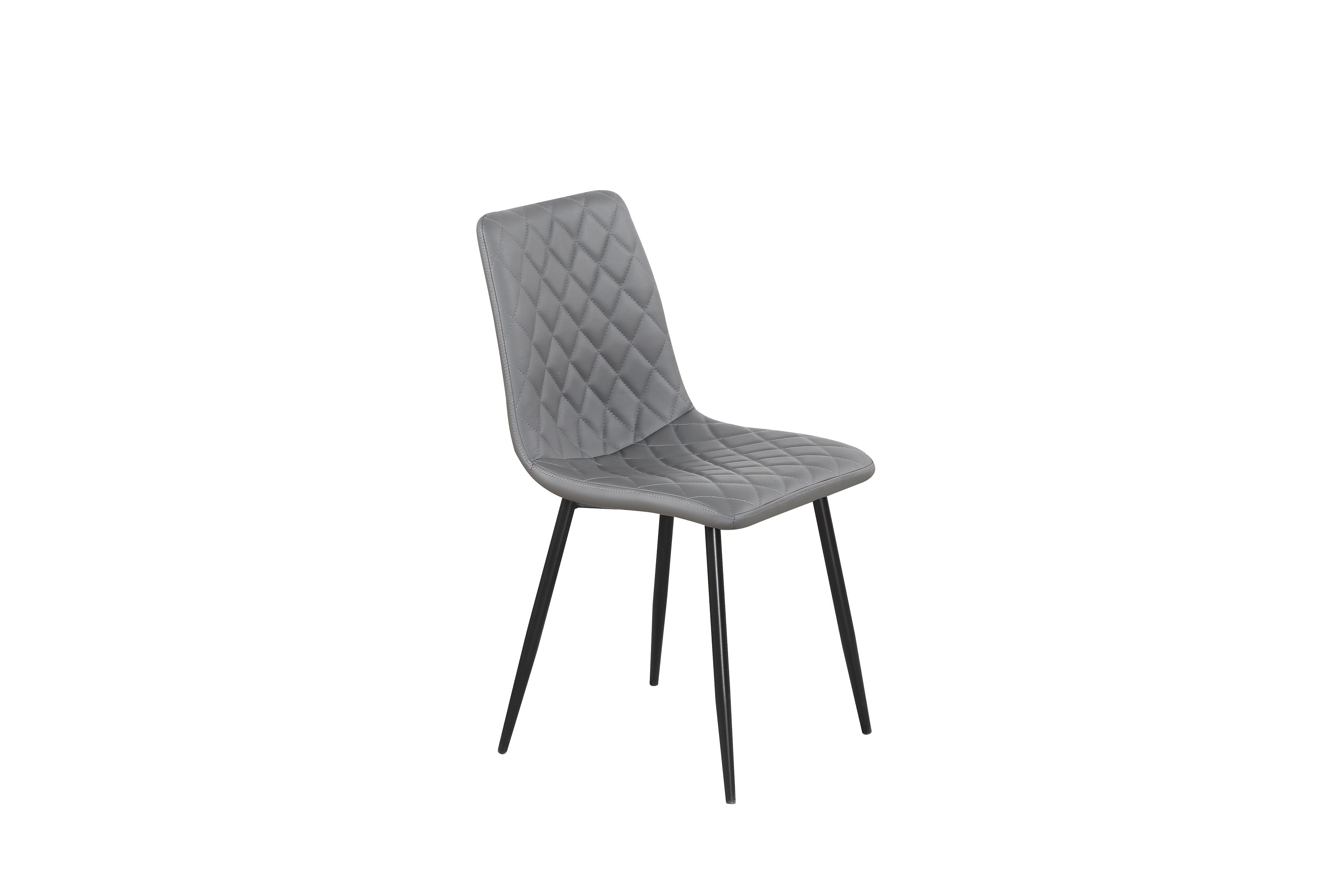Image of c-1712: 06 upholstered grey seat with black legs dining chair.