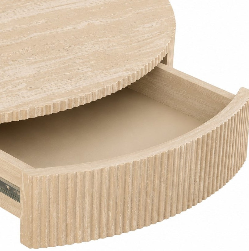 Elegant Beige Travertine-Look Finish with Natural Stone Texture Coffee / Side Table – IF-3210