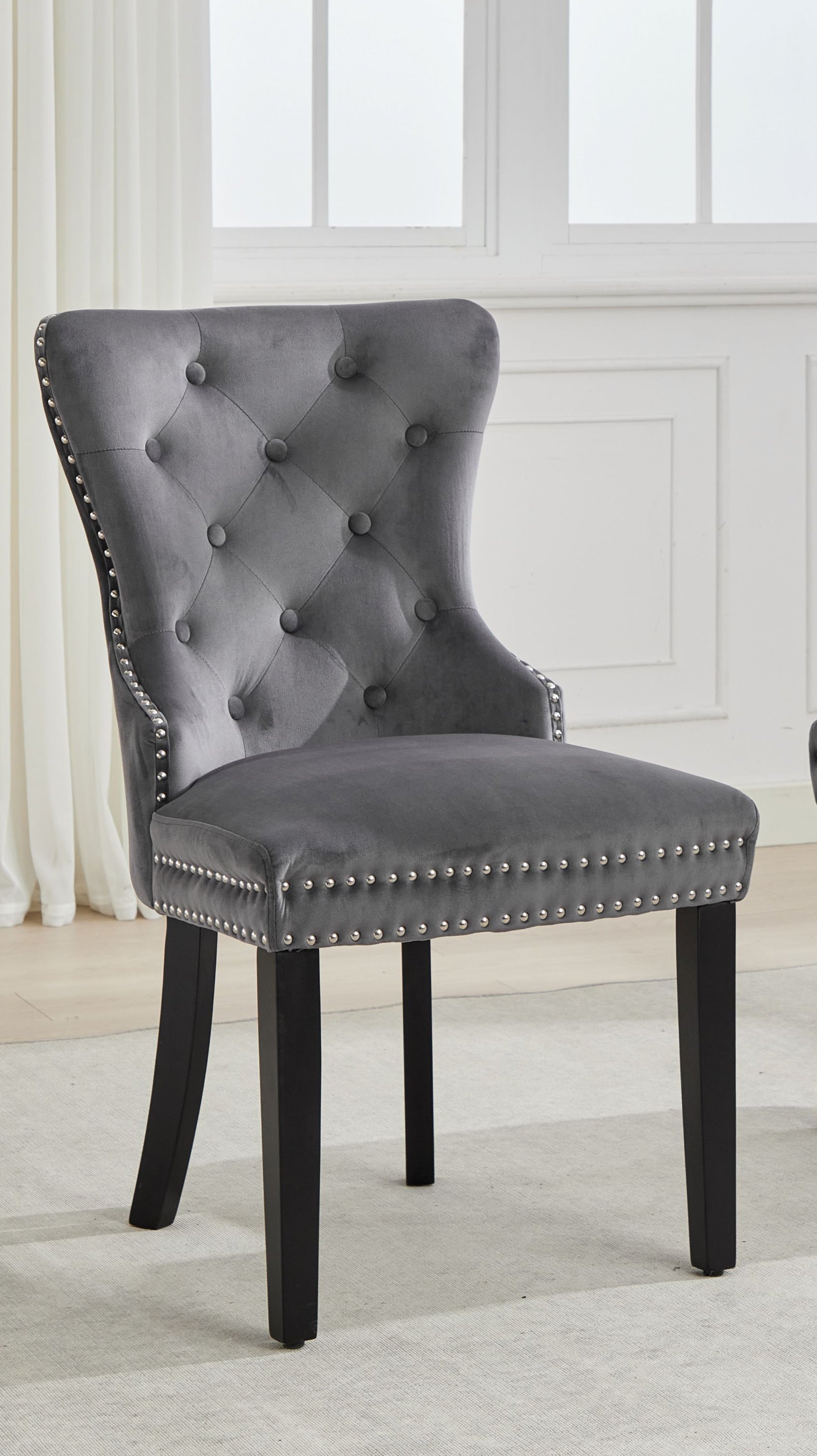 Dark Espresso Wooden Legs Accent Chair – C-1225