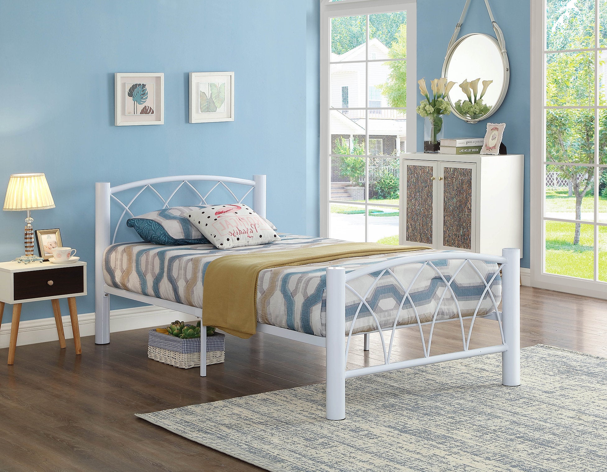Image of if-111 - single or double or queen bed - platform bed includes mattress support.