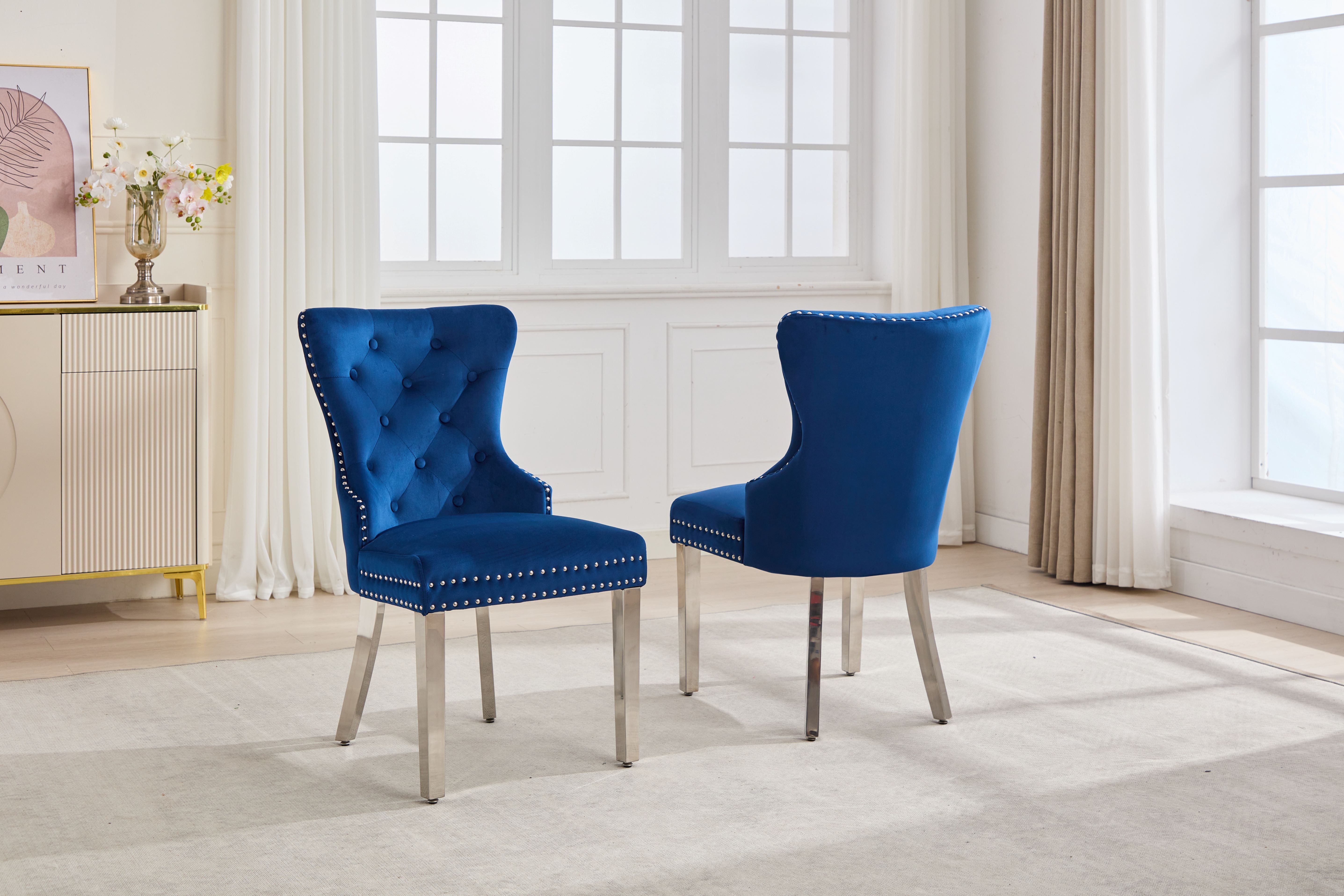 Soft-Touch Blue Velvet Accent Chair – C-1247
