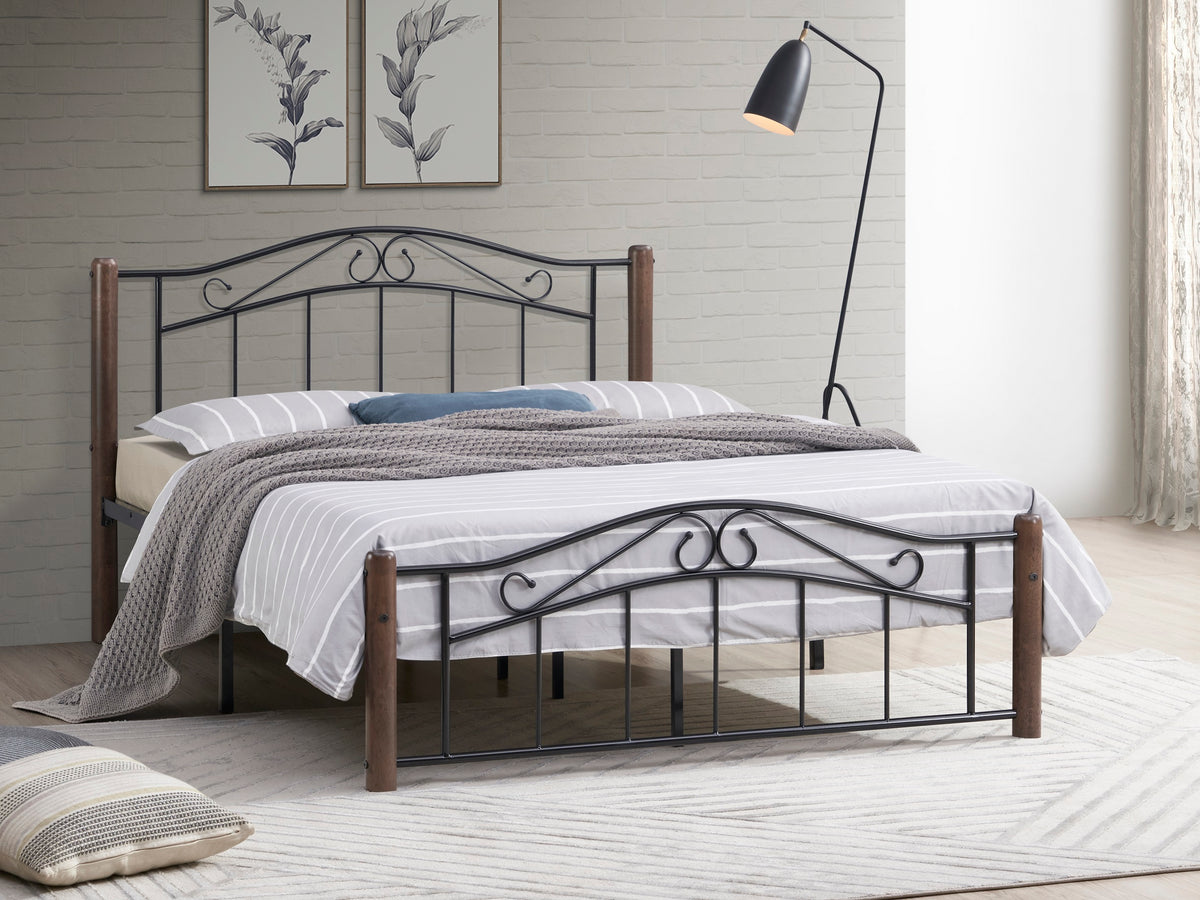 Walnut Wooden Posts Bed – IF-126
