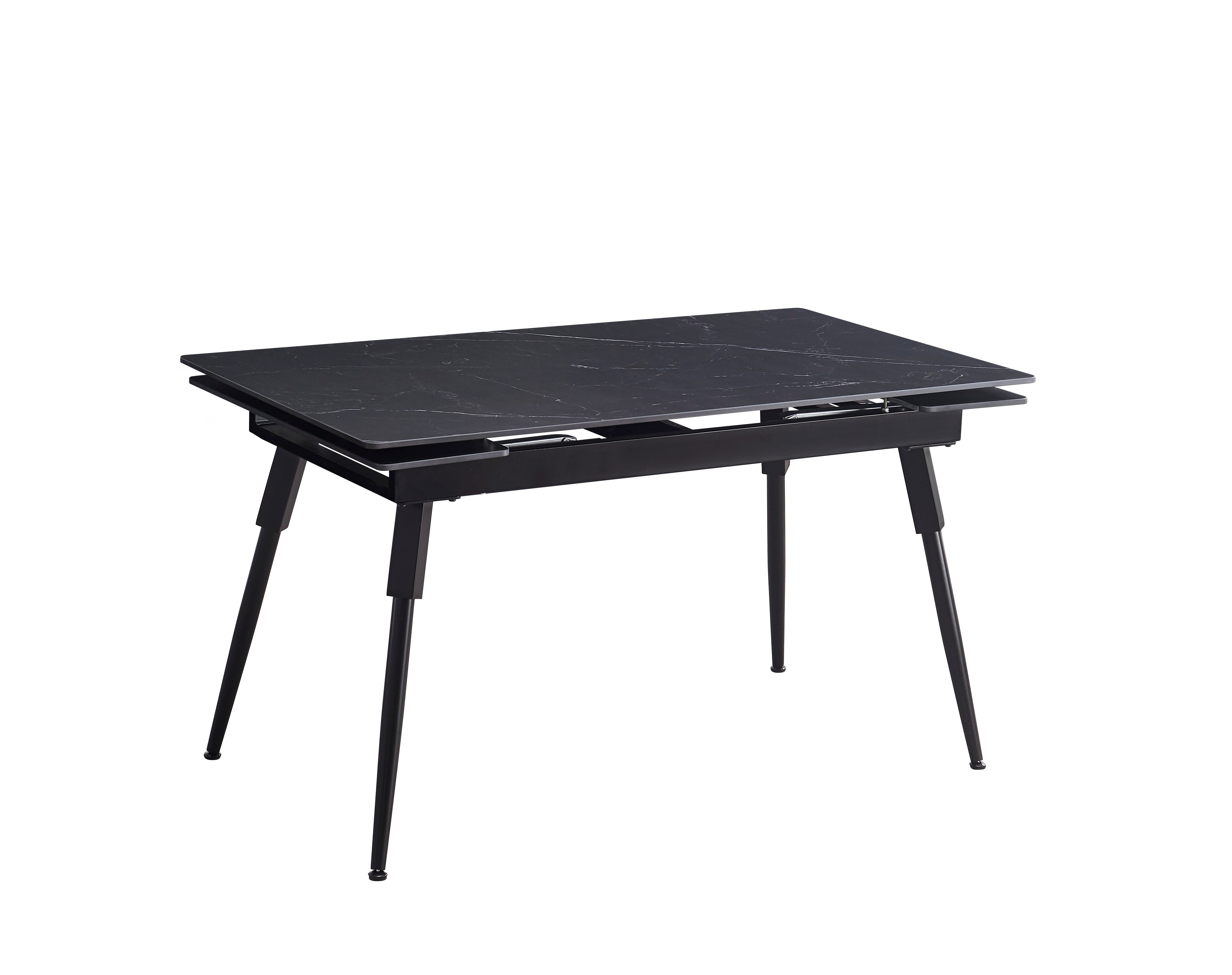 Extension Table: Sintered Stone Black Marble Top With Black Steel Legs Dinette Set – T-1817 C-1817