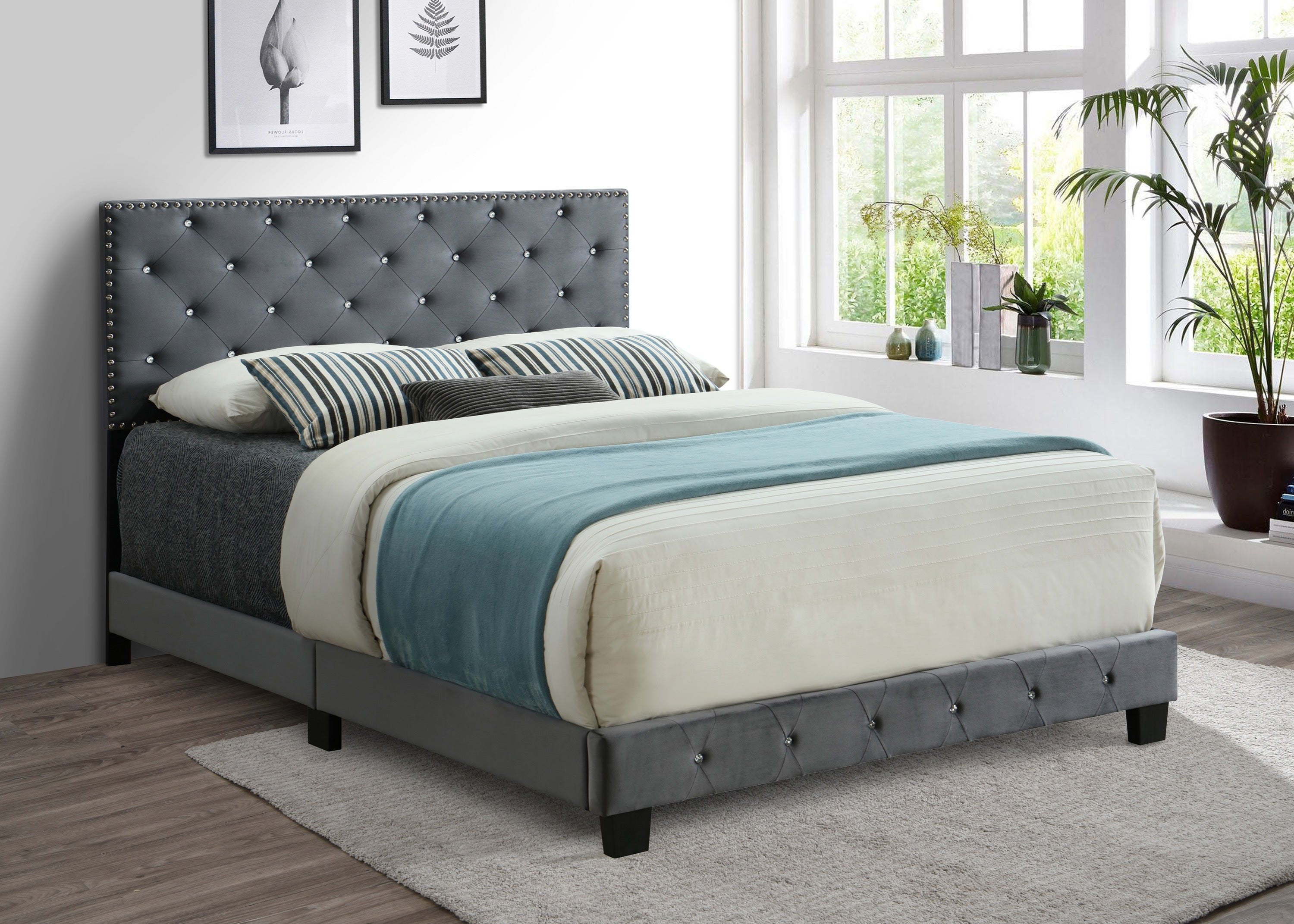 Image of if-5650 - double or queen or king bed - platform bed includes mattress support.