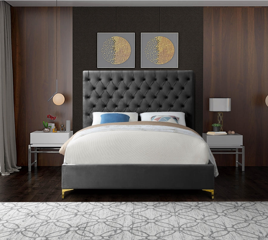 Charcoal Tufted Bed with Chrome or Gold Legs – IF-5640 Chrome or Gold Legs