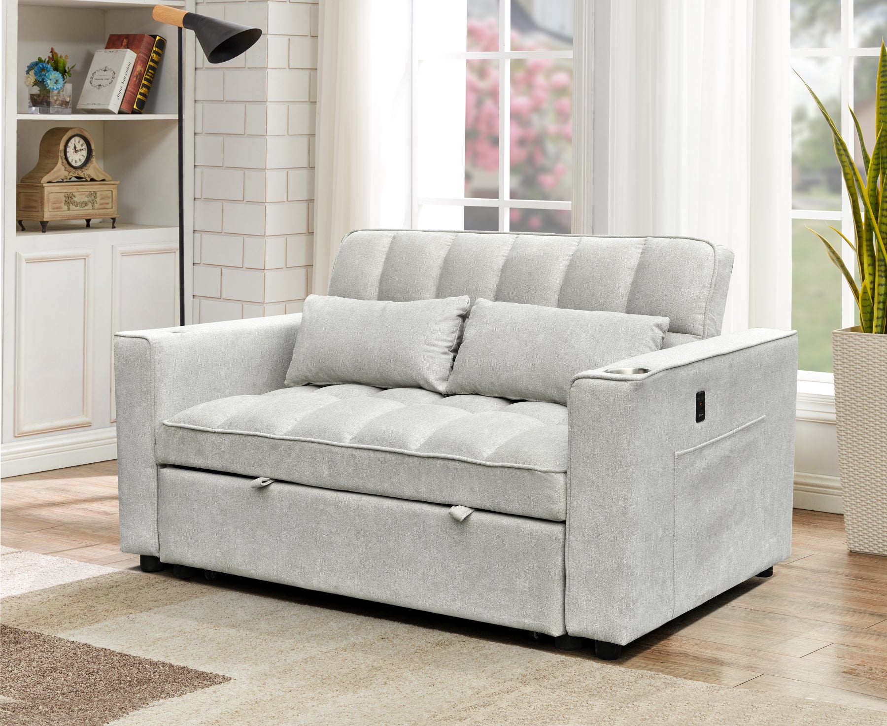 Ivory Pull-Out Loveseat Sofa Bed – IF-9028