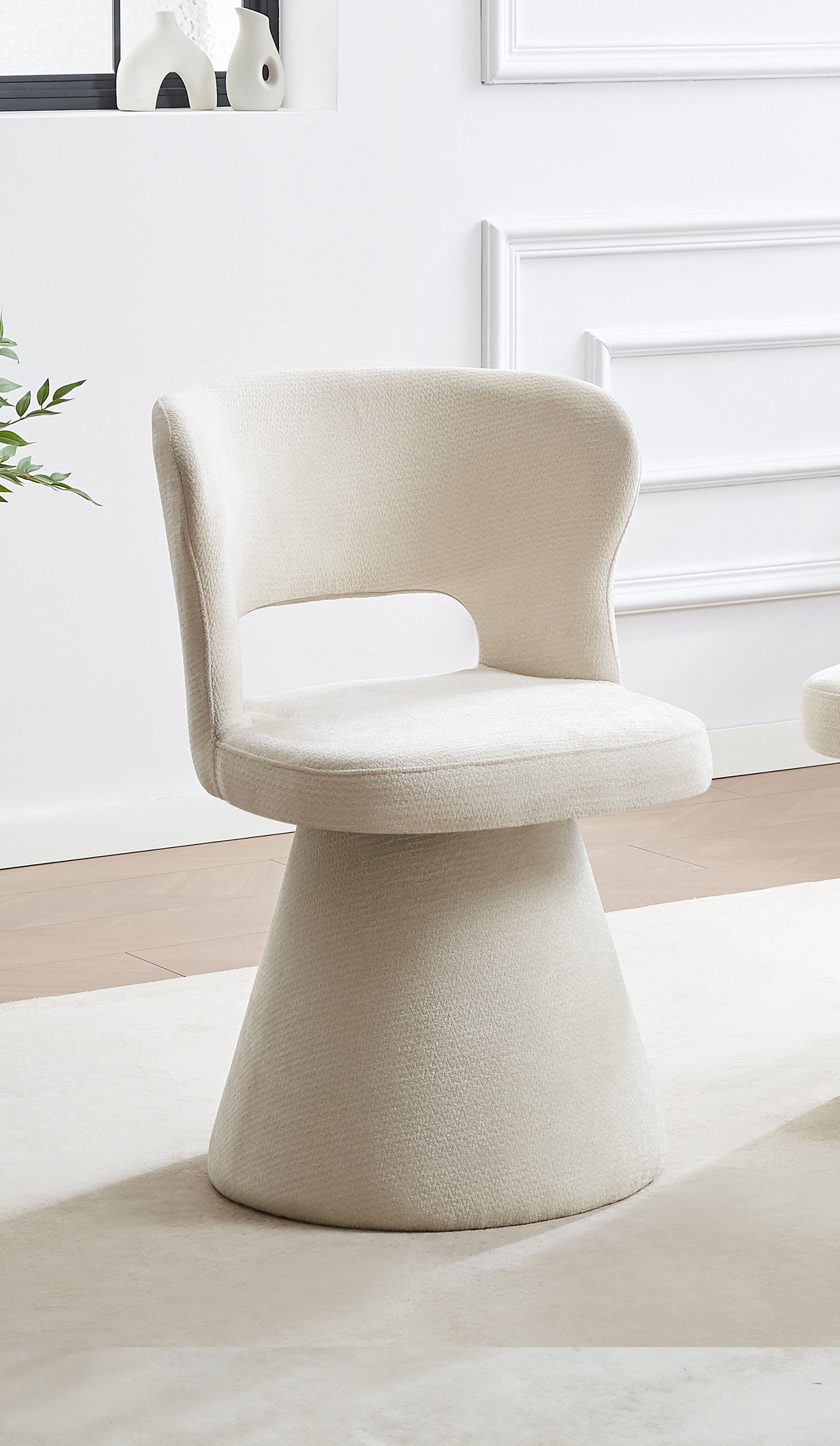 Cream textured fabric upholstery Chair – C-1436