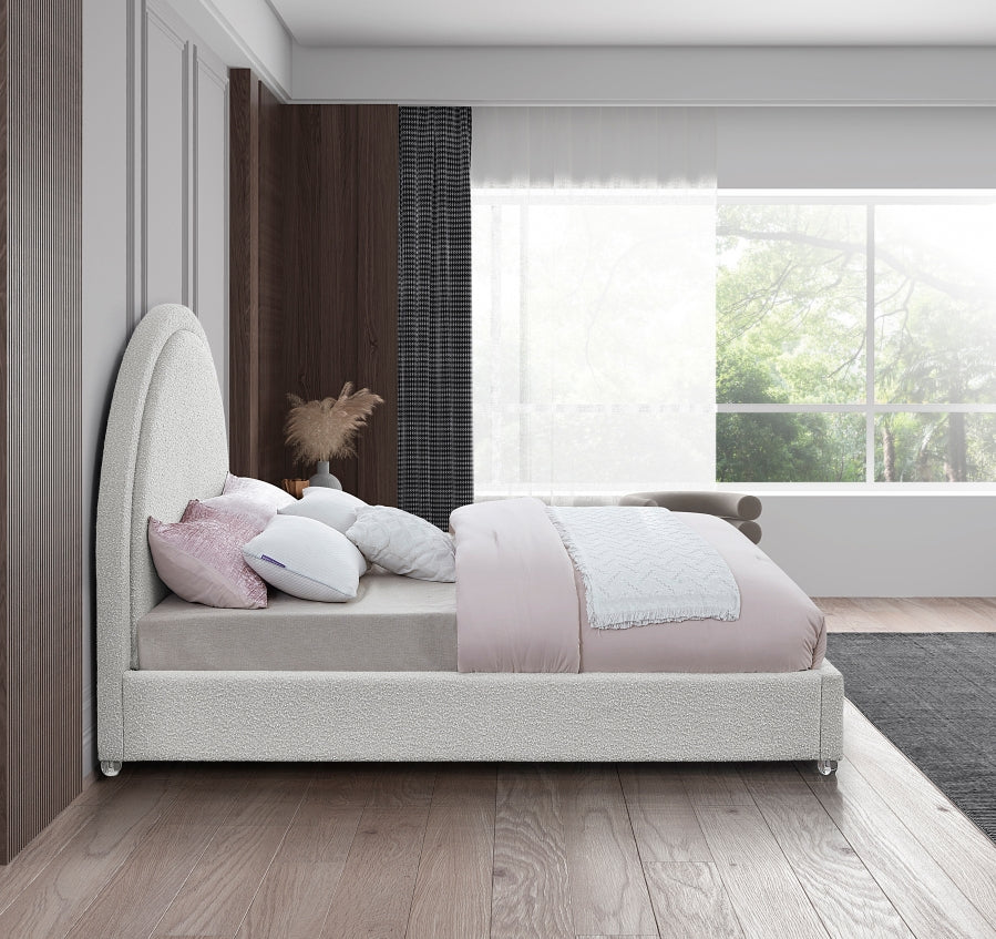 Rich Cream Boucle Fabric Bed – IF-5205