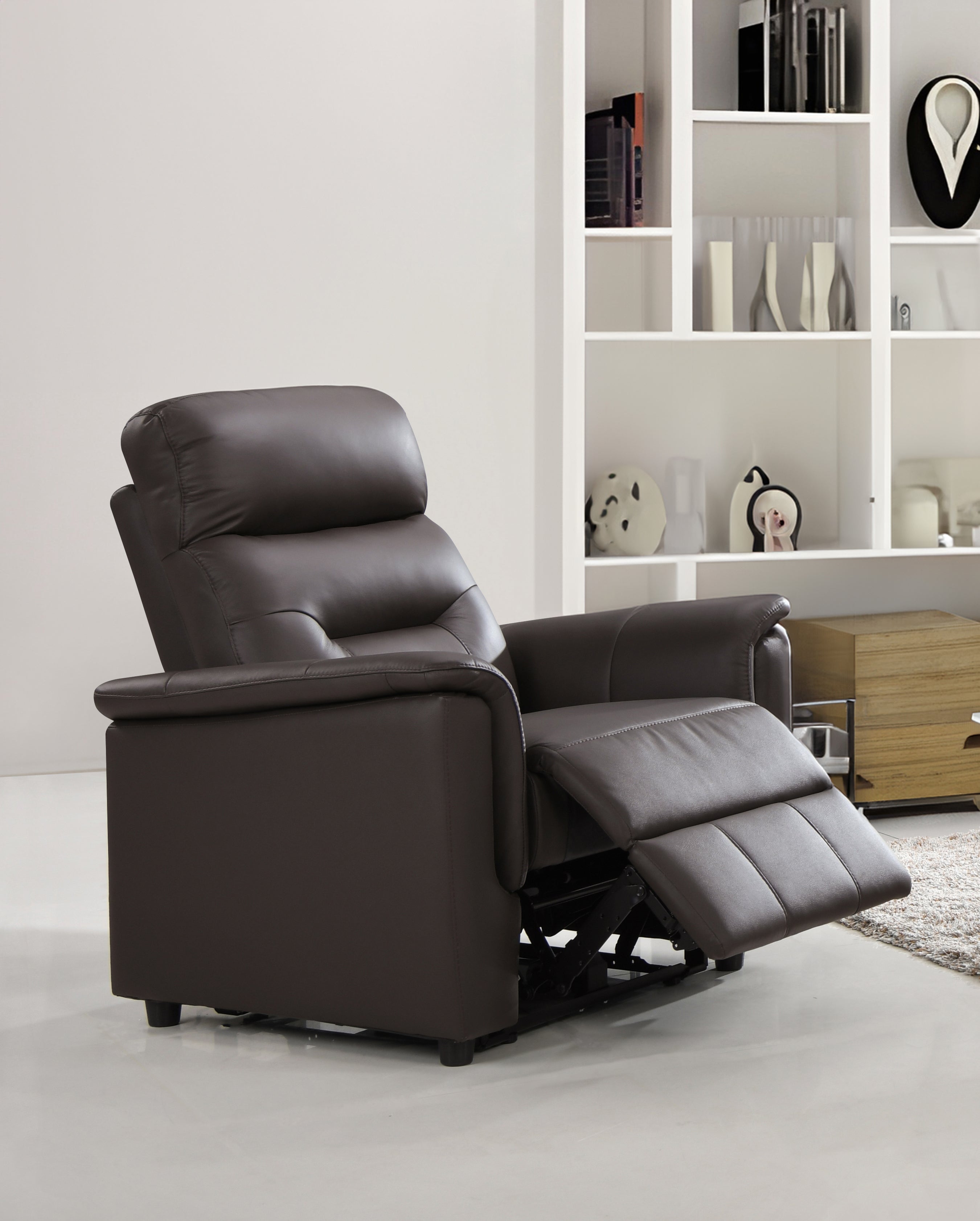 Charcoal Leather Power Reclining Sofa Set with Console – IF-8140 (Leather Match-Power)