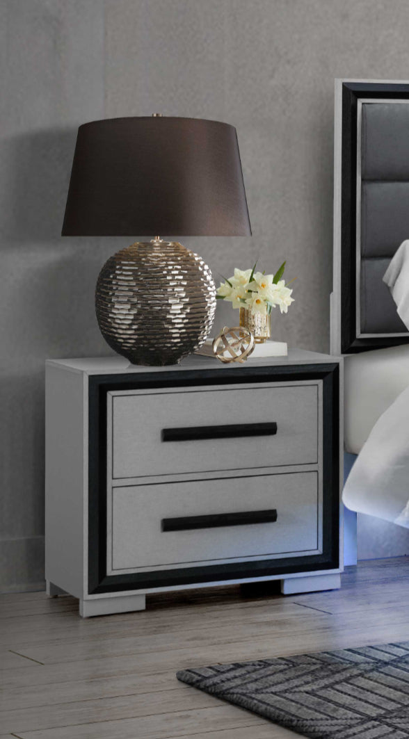 Sleek black drawer pulls Night Stand – Amelia-Black Night Stand