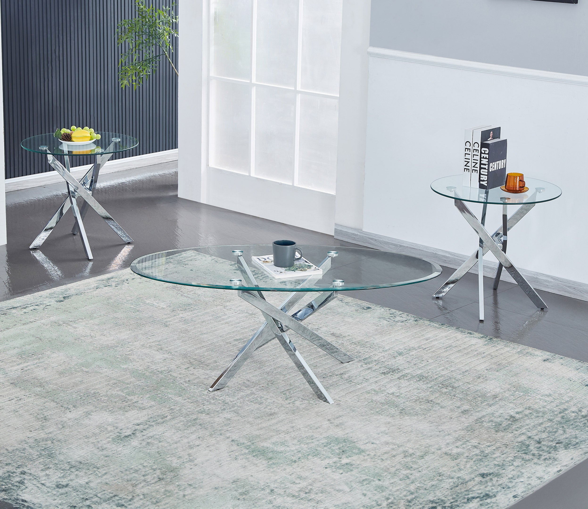 Clear Tempered Glass Top with Chrome Base Coffee / Side Table – IF-2650