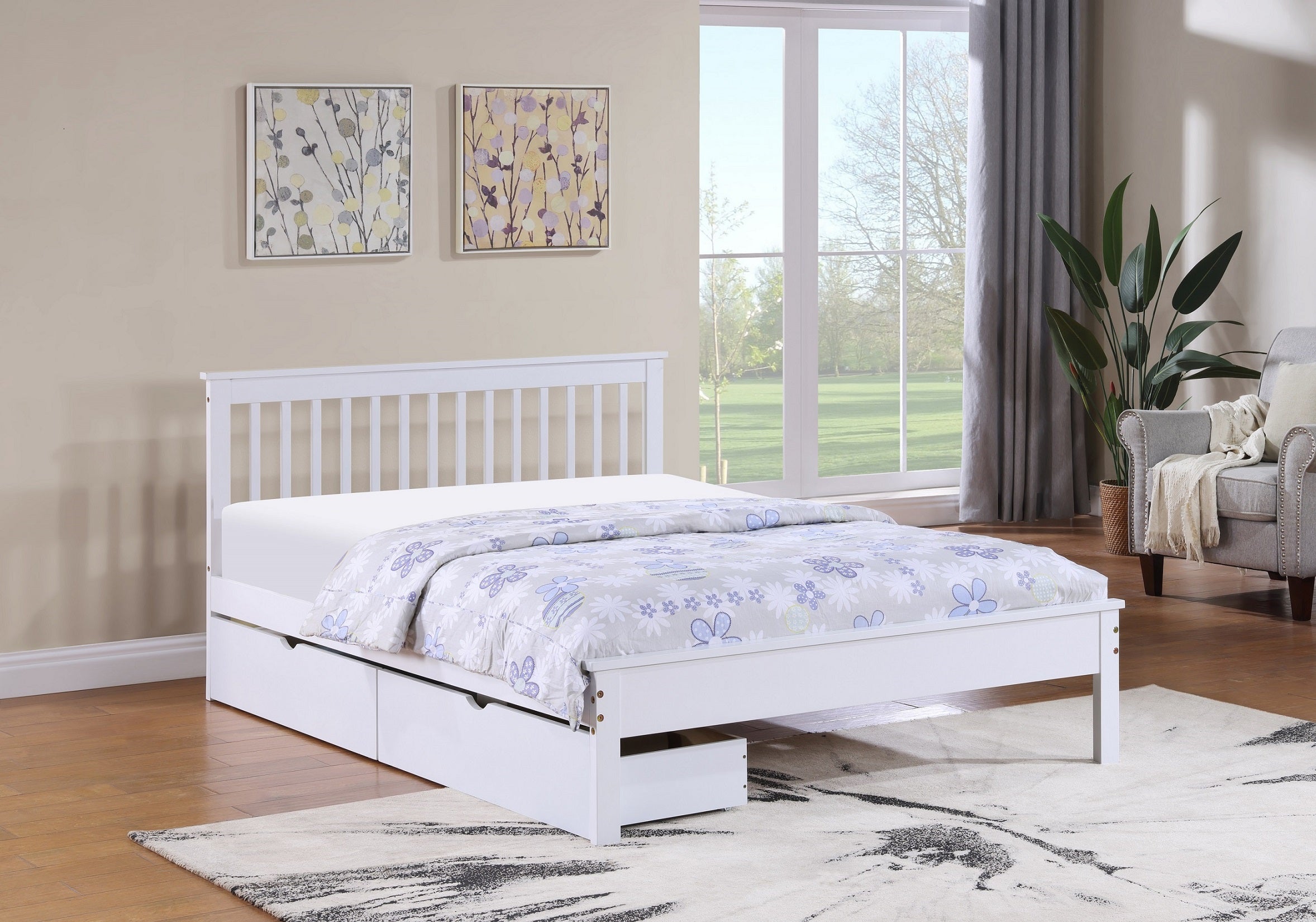 IF-415-W - Single or Double Bed - Platform Bed Includes Mattress Support