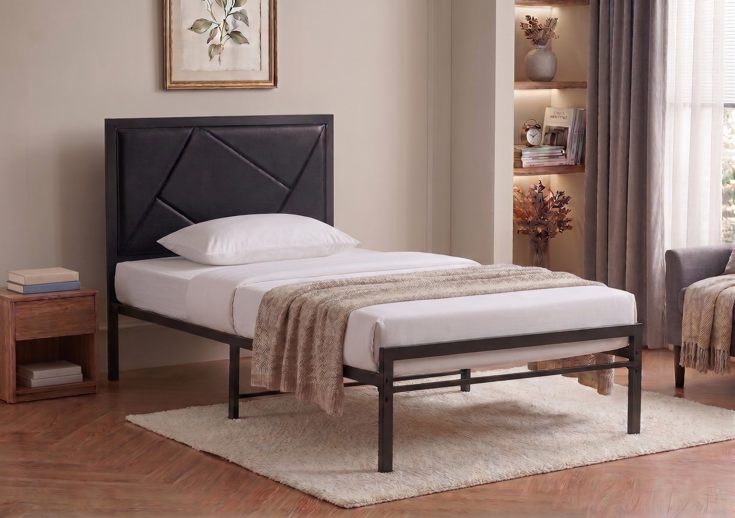 White Metal Twin Bed Frame – IF-140B