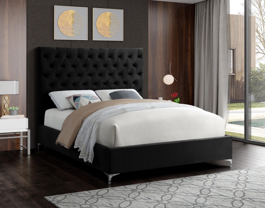 Black Tufted Bed with Chrome or Gold Legs – IF-5643 Chrome or Gold Legs
