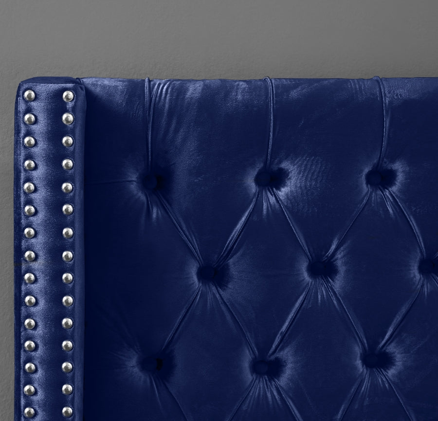 Rich Blue Velvet Fabric Bed – IF-5891