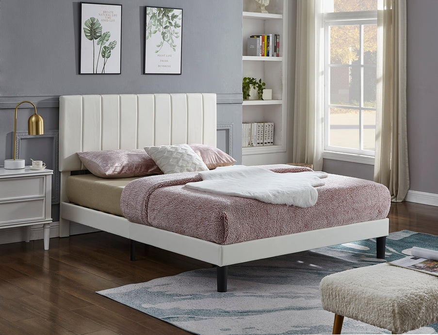 Ivory Tufted Platform Bed – IF-5362