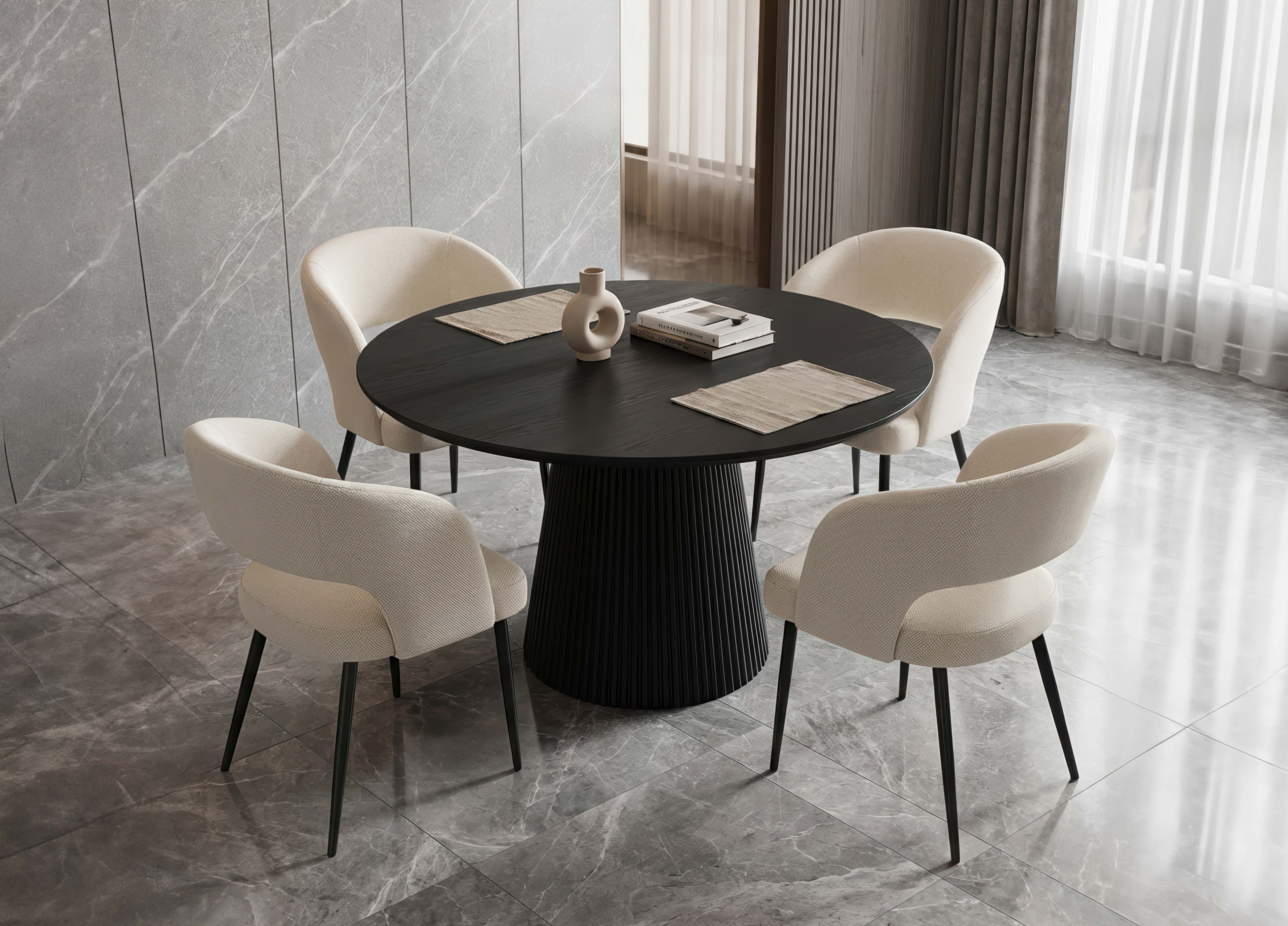 Fluted pedestal base in durable engineered wood Dinette Set – T-1642 C-1644