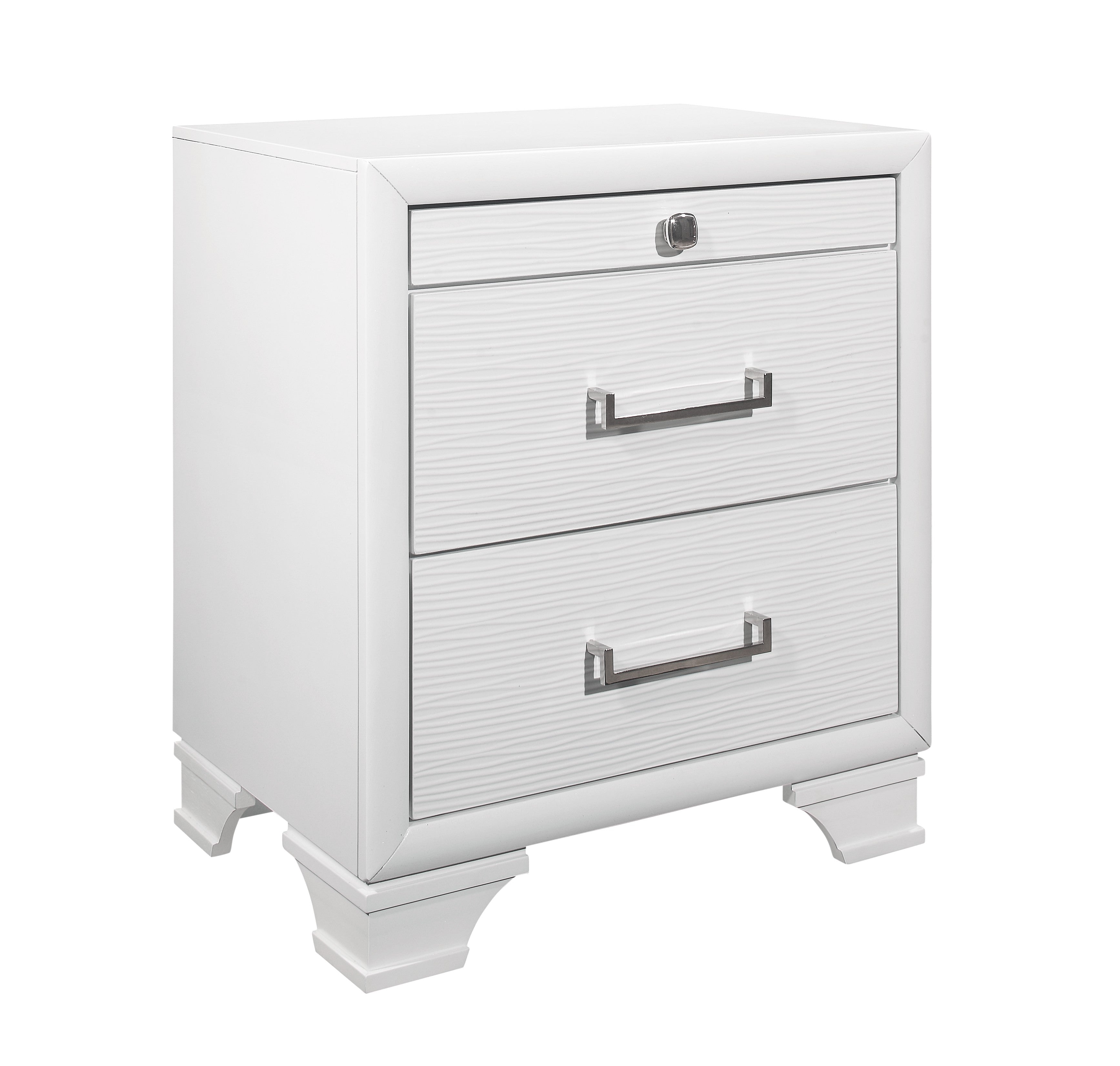 Features 3 Pull-Out Drawers Night Stand – Jordyn (White) Night Stand