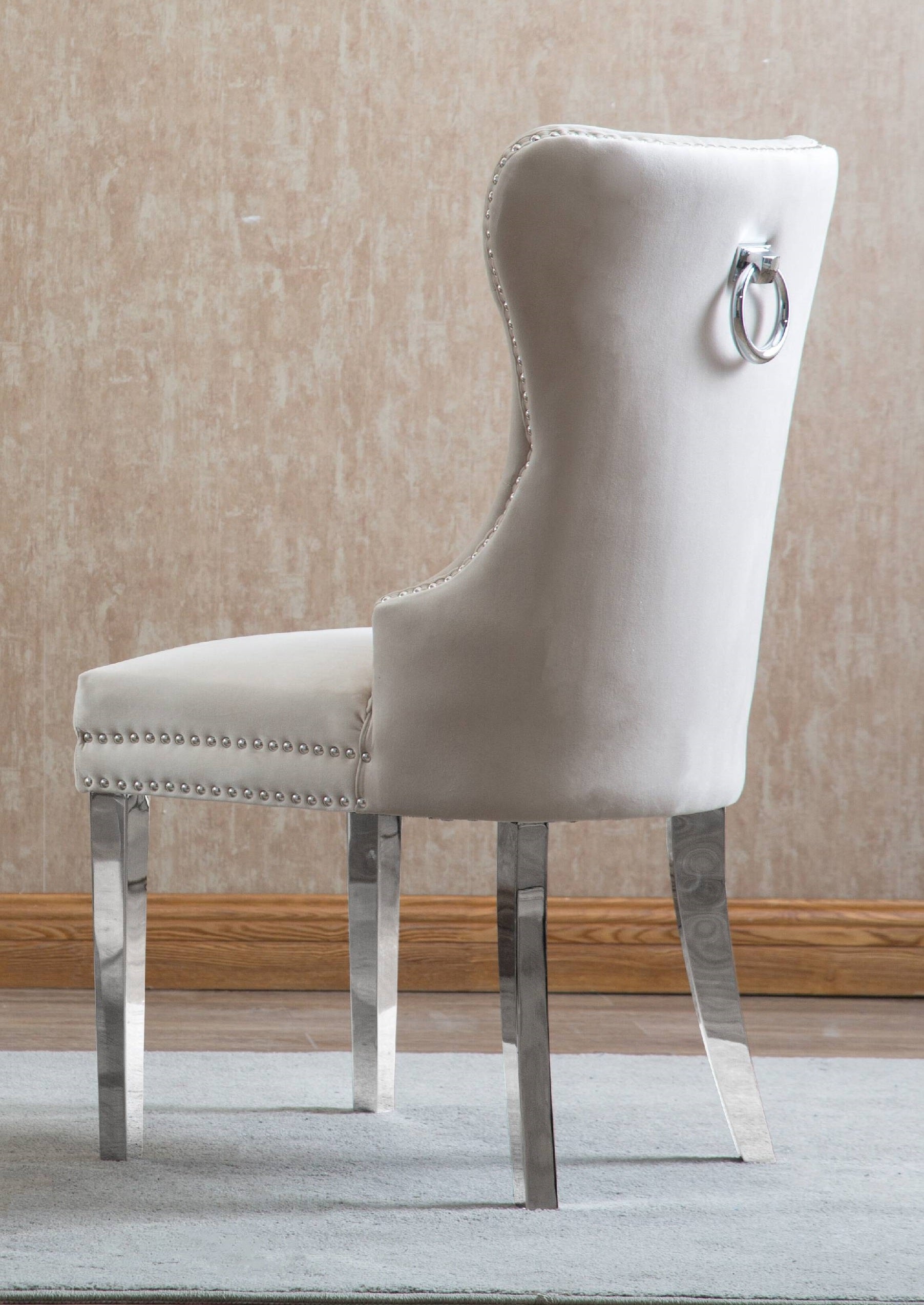 Cream Velvet/ Polished Chrome Accent Chair – C-1263