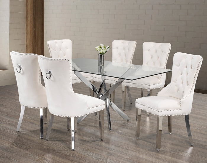 Cream Velvet/ Polished Chrome Dinette Set – T-1448 C-1263