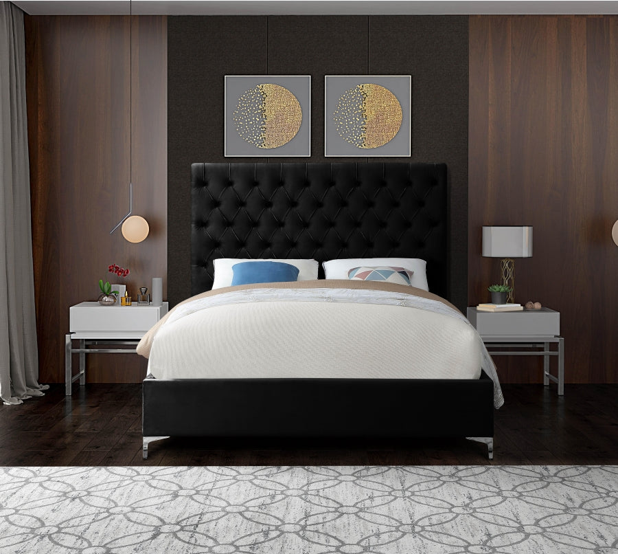 Black Tufted Bed with Chrome or Gold Legs – IF-5643 Chrome or Gold Legs