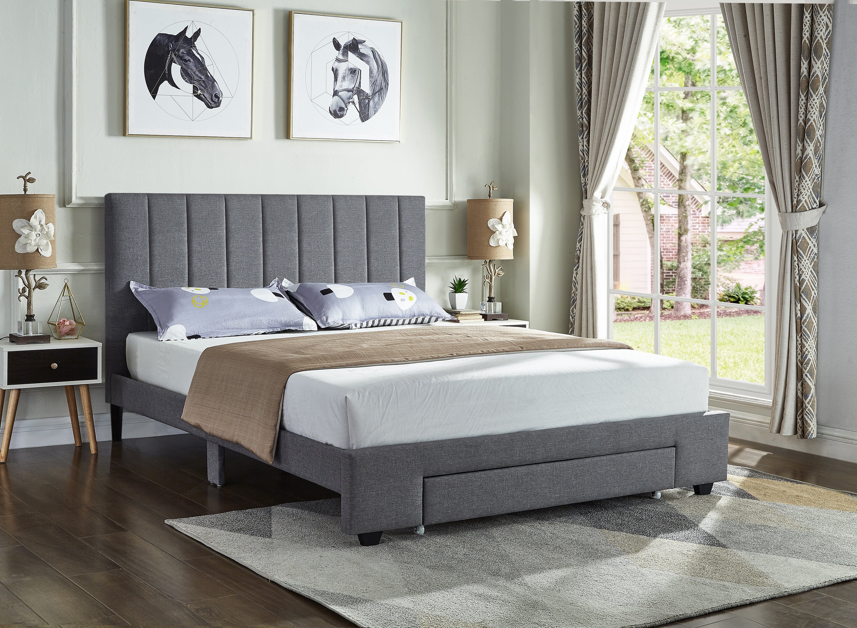 Image of if-5483 - double or queen bed - platform bed includes mattress support.