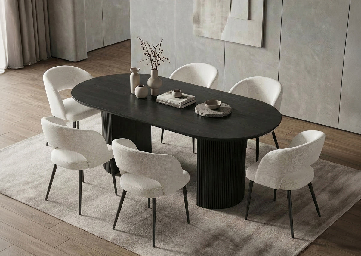 Fluted pedestal base in durable engineered wood Dinette Set – T-1643 C-1644