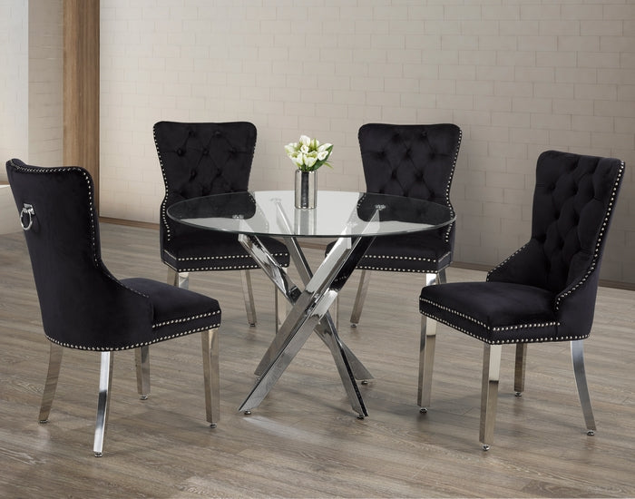 Black Velvet/ Polished Chrome Dinette Set – T-1447 C-1261