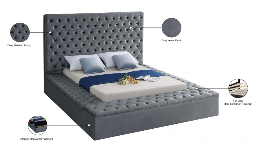 Beige Channel-Tufted Storage Bed with Hydraulic Lift – IF-5790