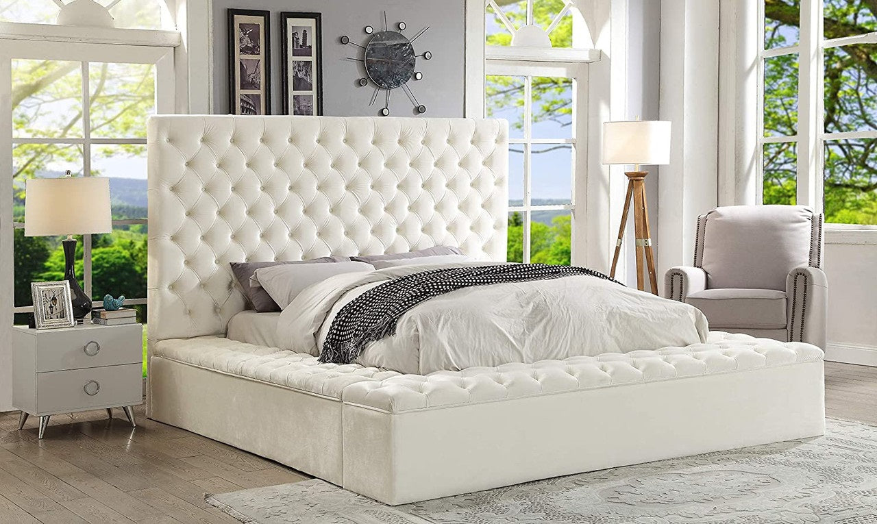 Grey Tufted Storage Bed with Hydraulic Lift – IF-5792