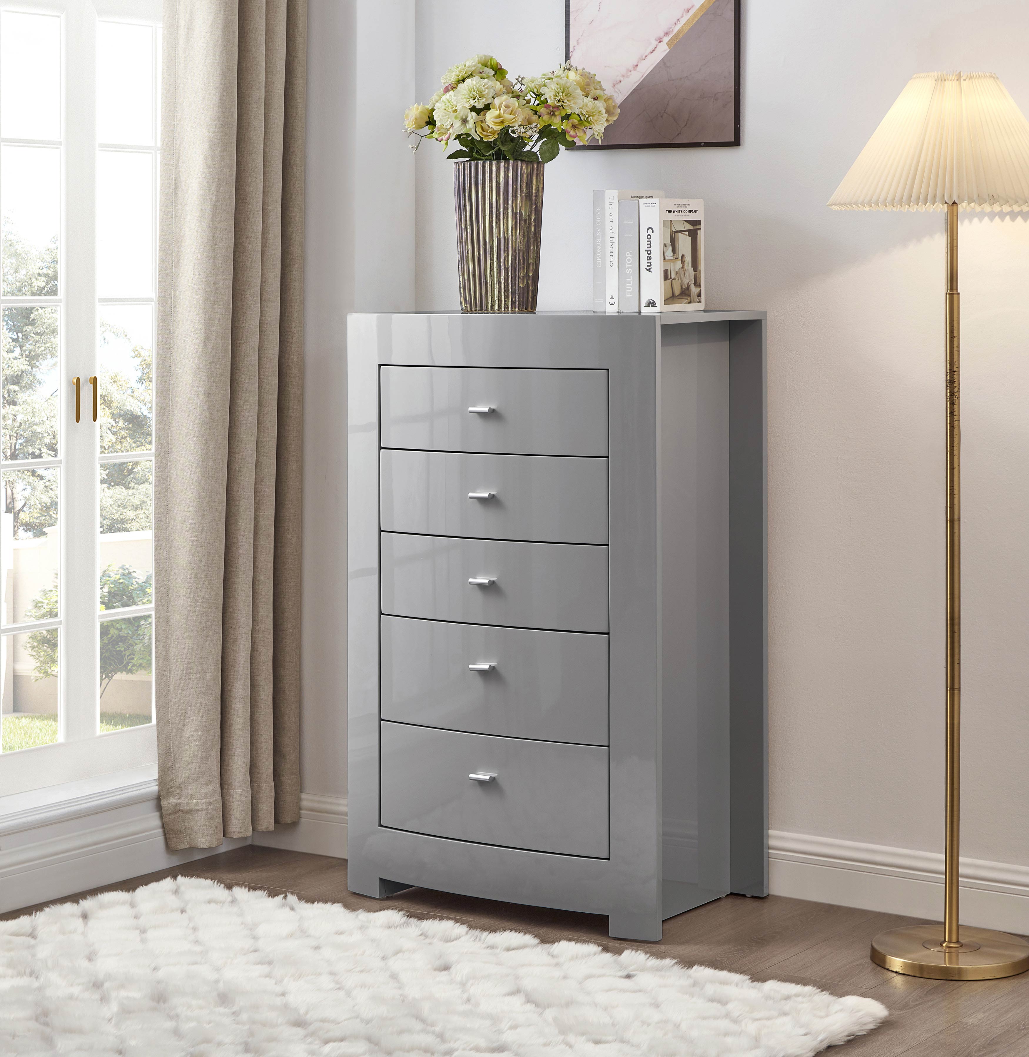 New York Grey Storage Bedroom Set with LED Lighting – New York