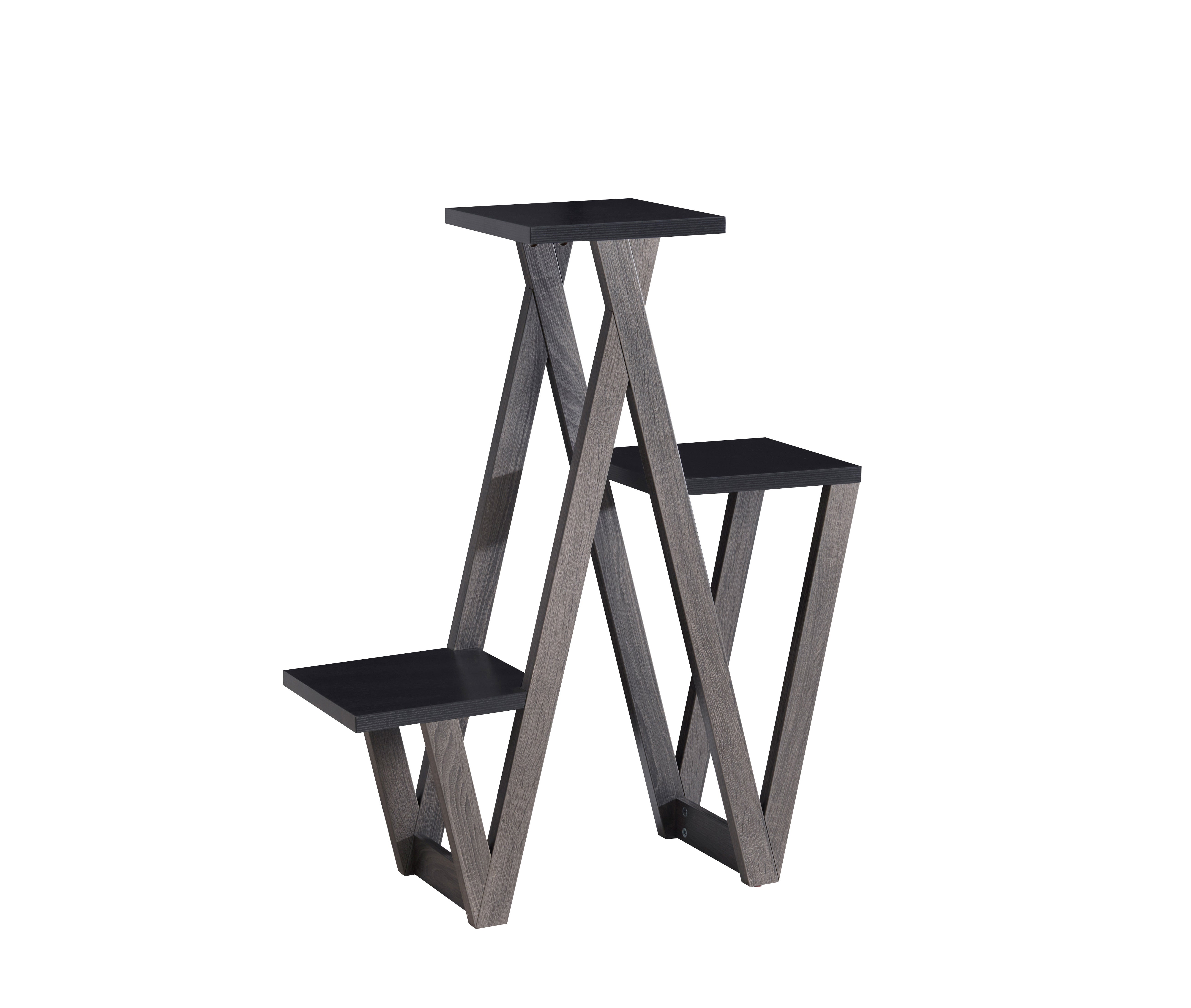 Grey oak wood-look frame with smooth black tops Coffee / Side Table – IF-091