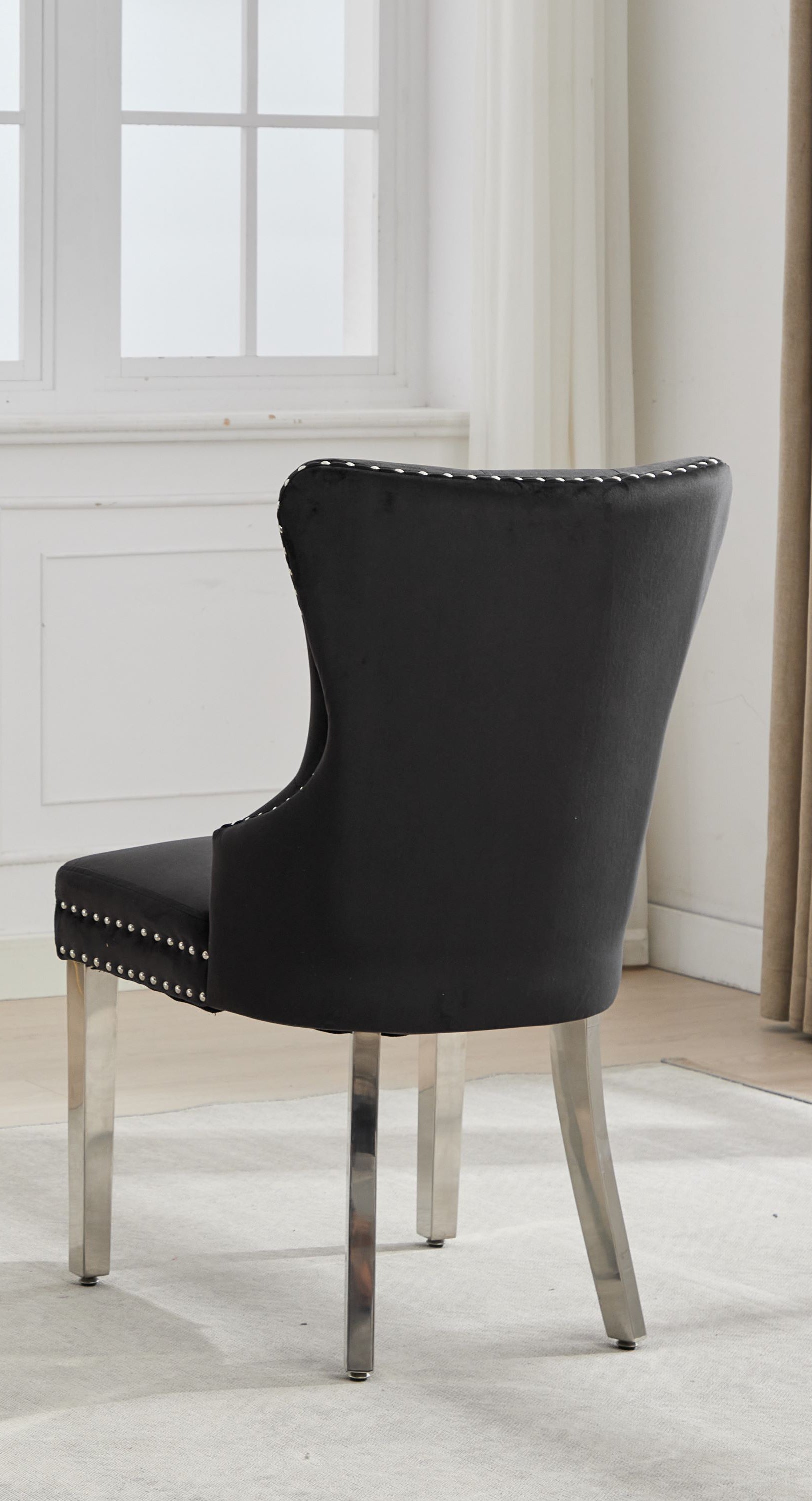 Soft-Touch Black Velvet Accent Chair – C-1246