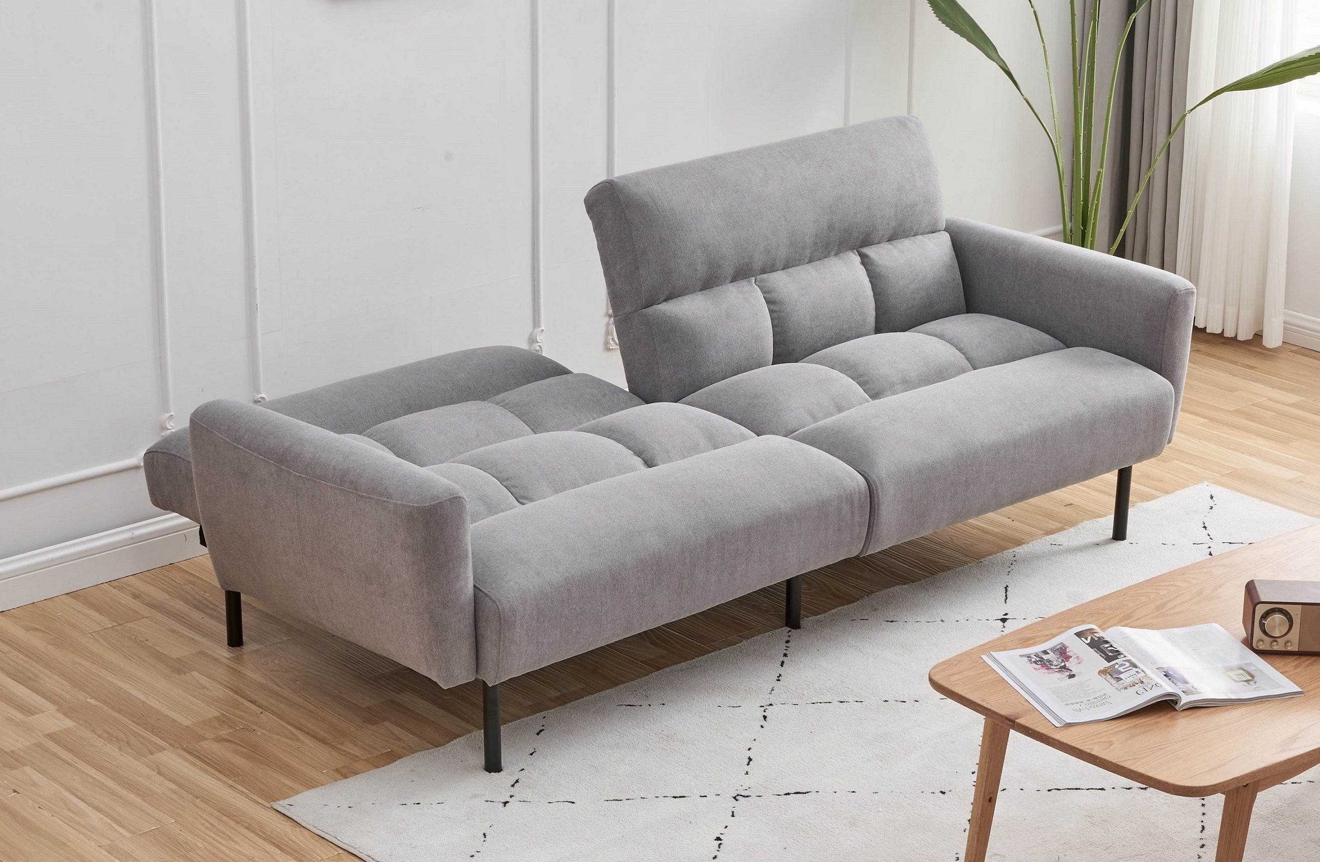 Light Grey Tufted Sofa Bed – IF-8041