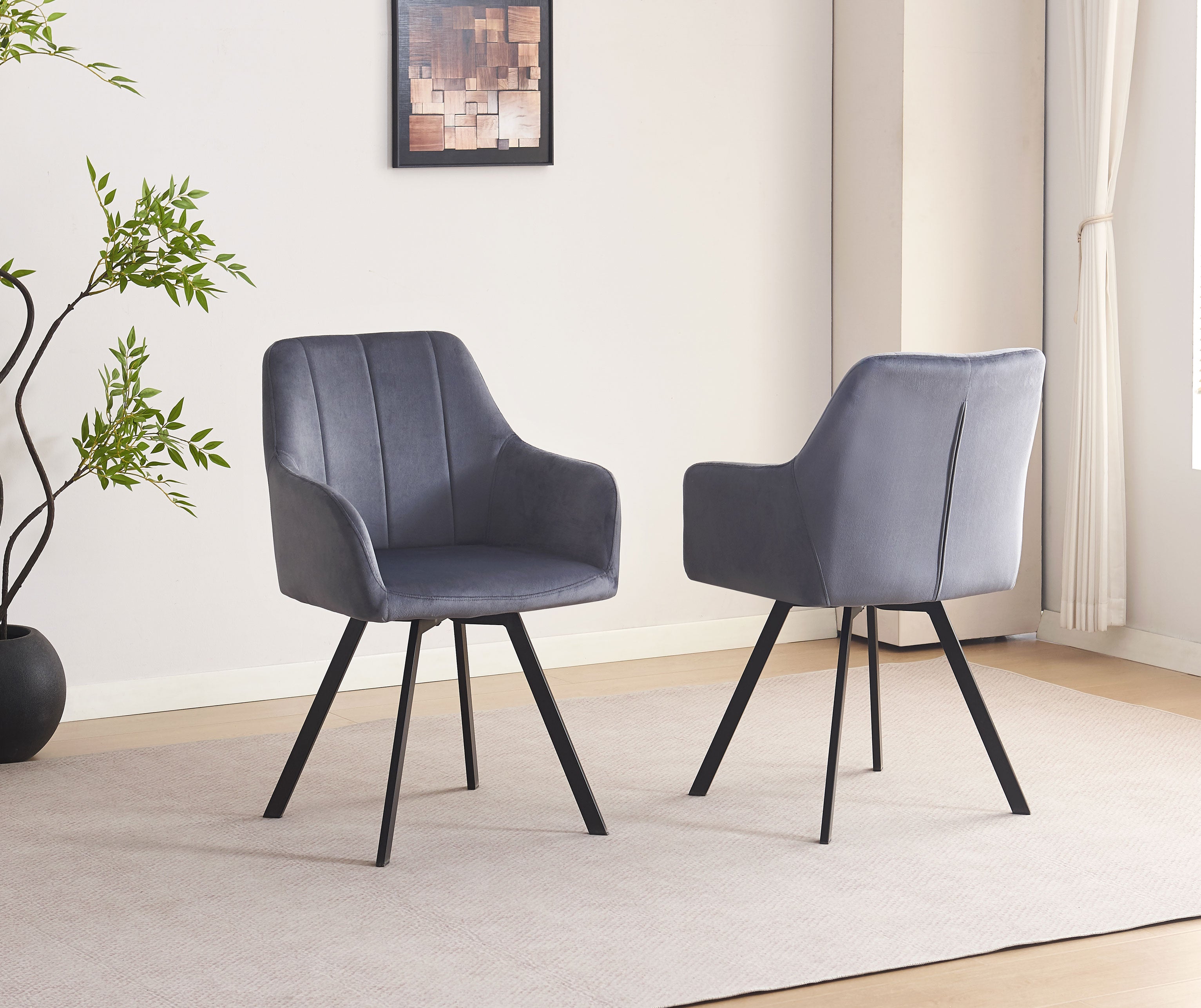 Soft Dark Grey Velvet Chair – C-1412
