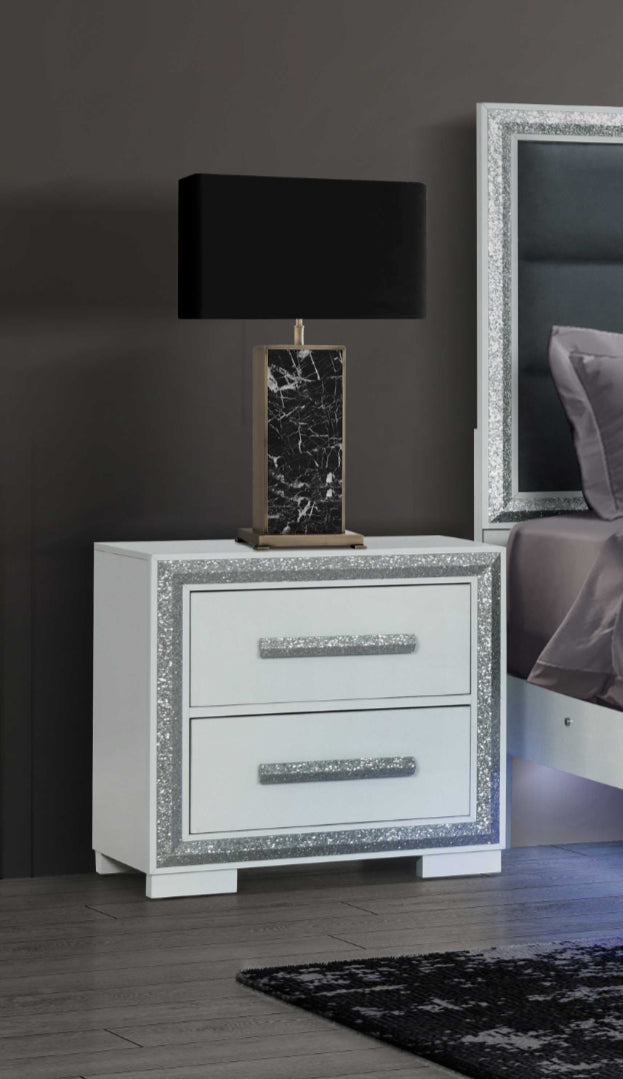 Sleek lines and minimalist aesthetic Night Stand – Andros-Silver Night Stand