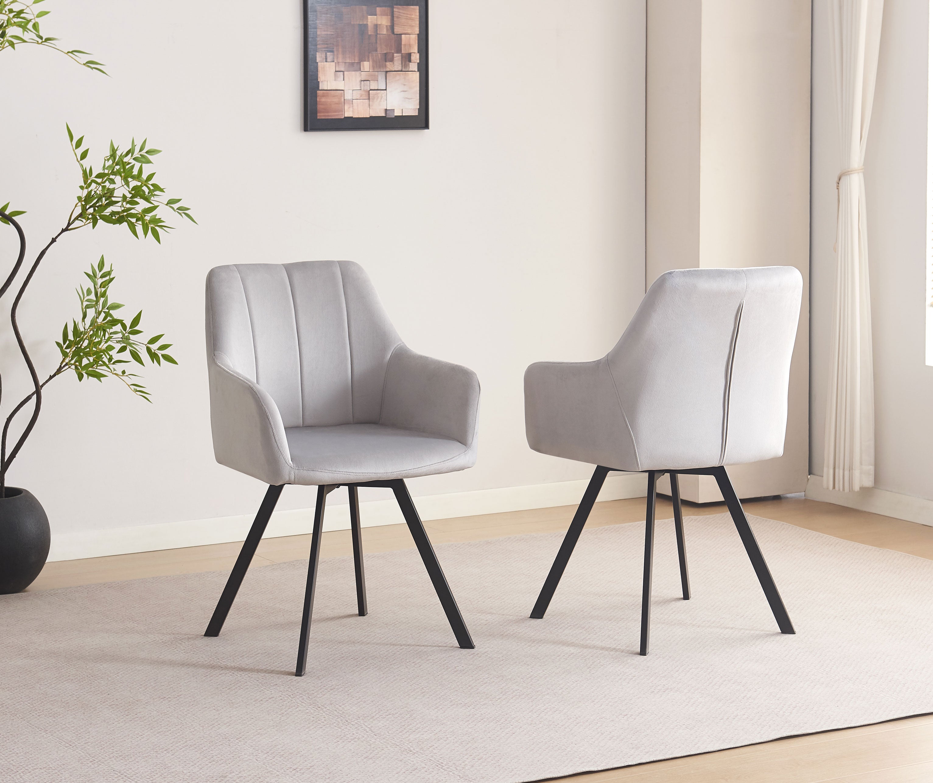 Soft Light Grey Velvet Chair – C-1411