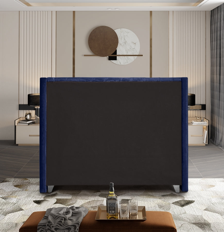 Rich Blue Velvet Fabric Bed – IF-5891