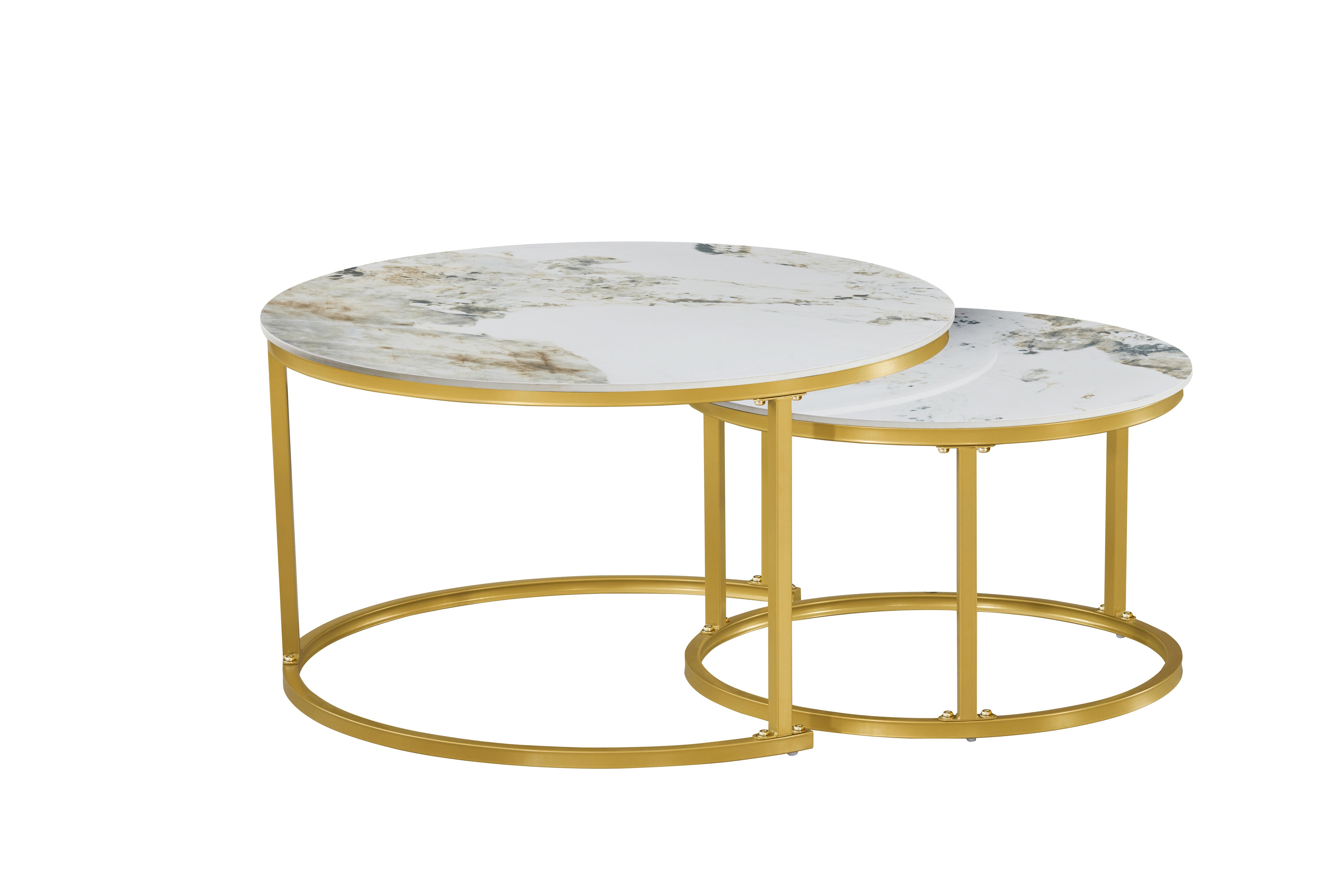 Sintered Stone Pandora Top With Gold Steel Base Coffee / Side Table – IF-2632