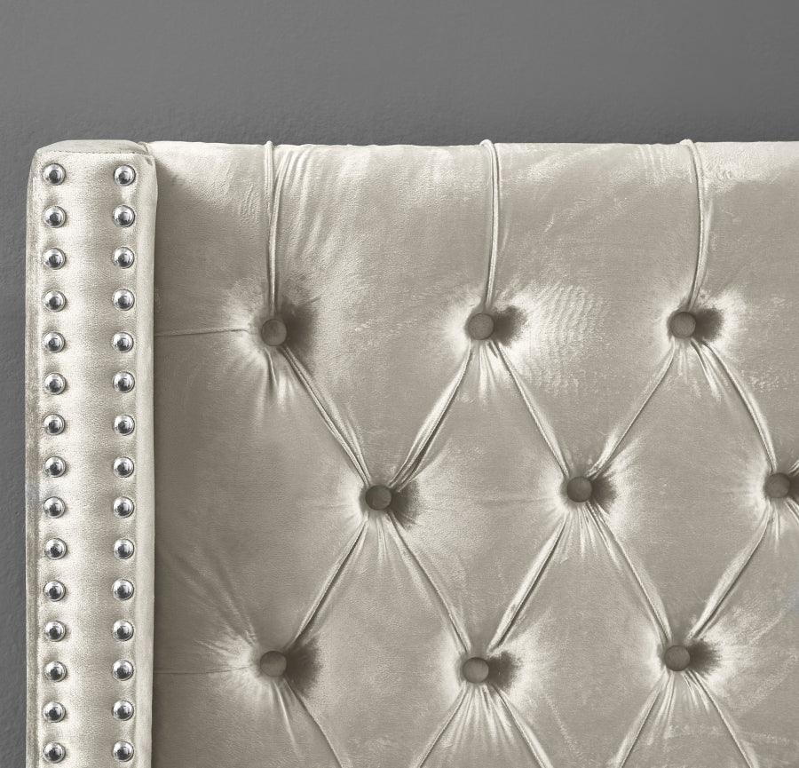 Rich Chreme Velvet Fabric Bed – IF-5892