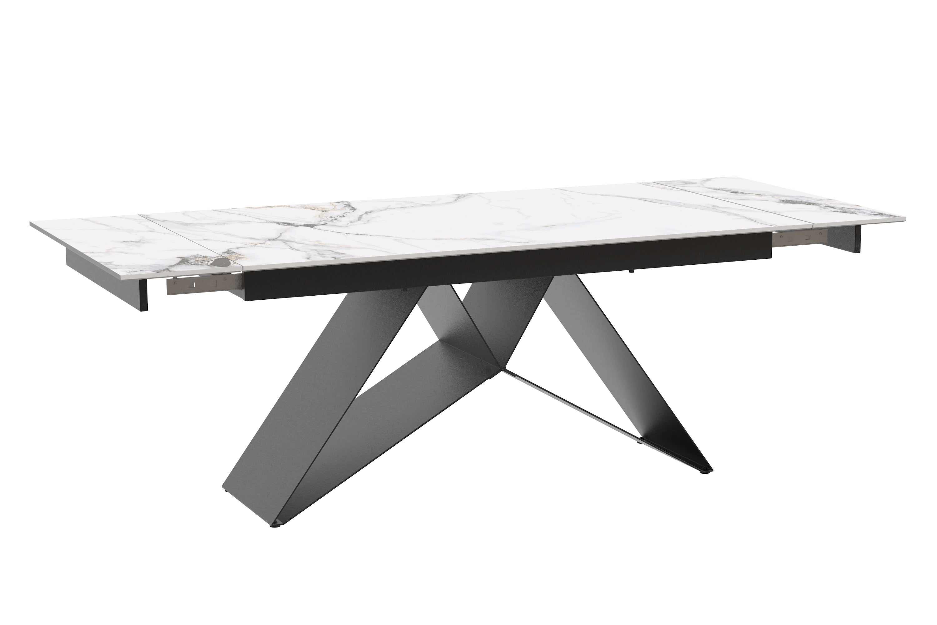 Sintered Stone Chanel Marble Top With X-Shape Black Steel Base Dinette Set – T-1545 C-1561