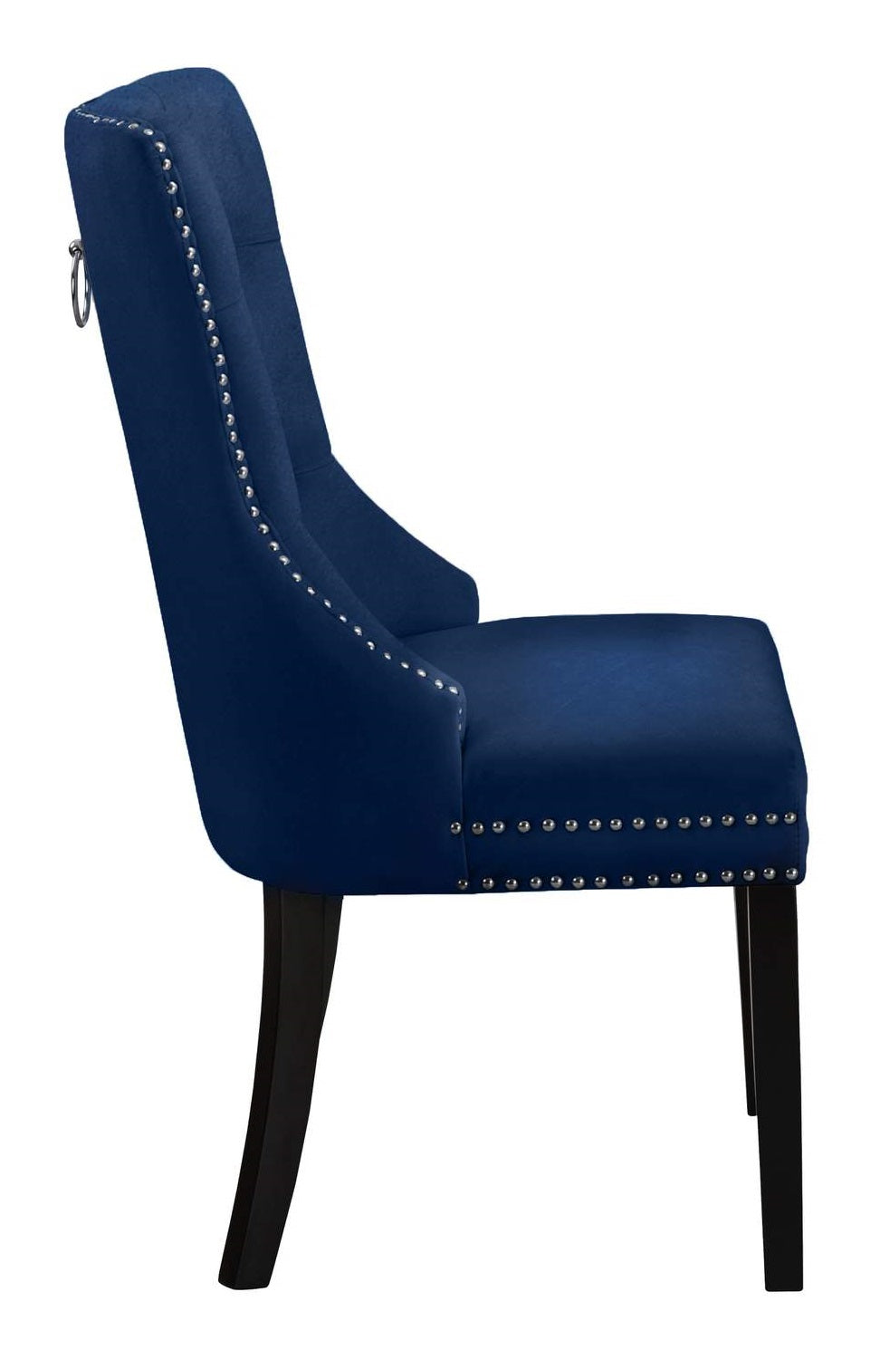 Navy Blue Tufted Velvet Dining Chair with Nailhead Trim – C-1222