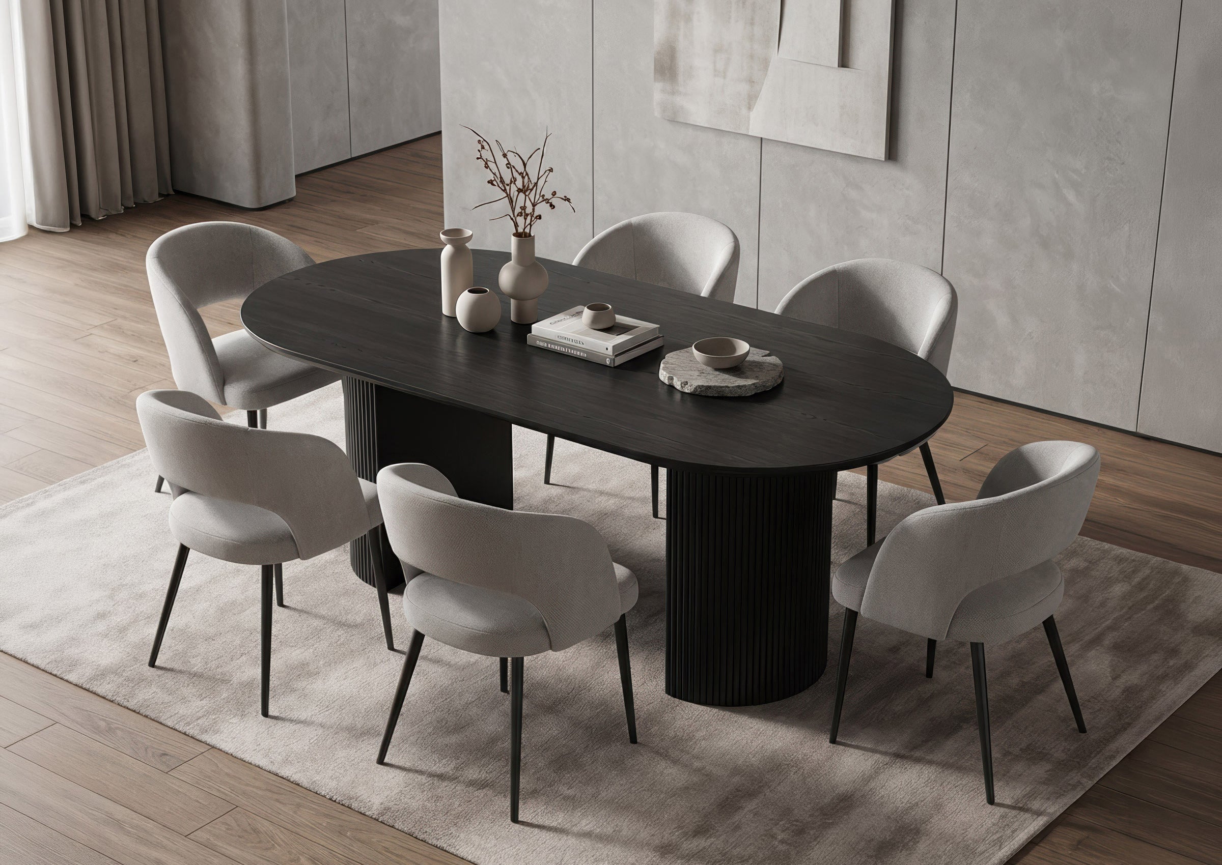Fluted pedestal base in durable engineered wood Dinette Set – T-1643 C-1645