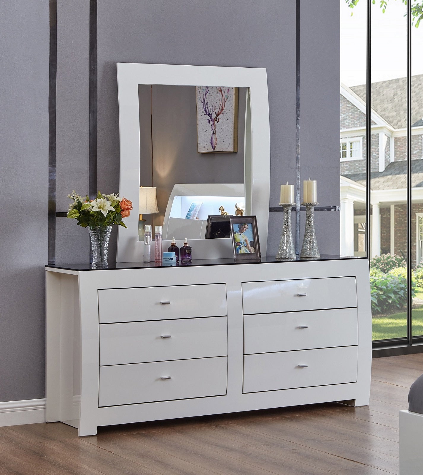 Features 6 Pull-Out Drawers Dresser & Mirror Set – Barcelona D/M