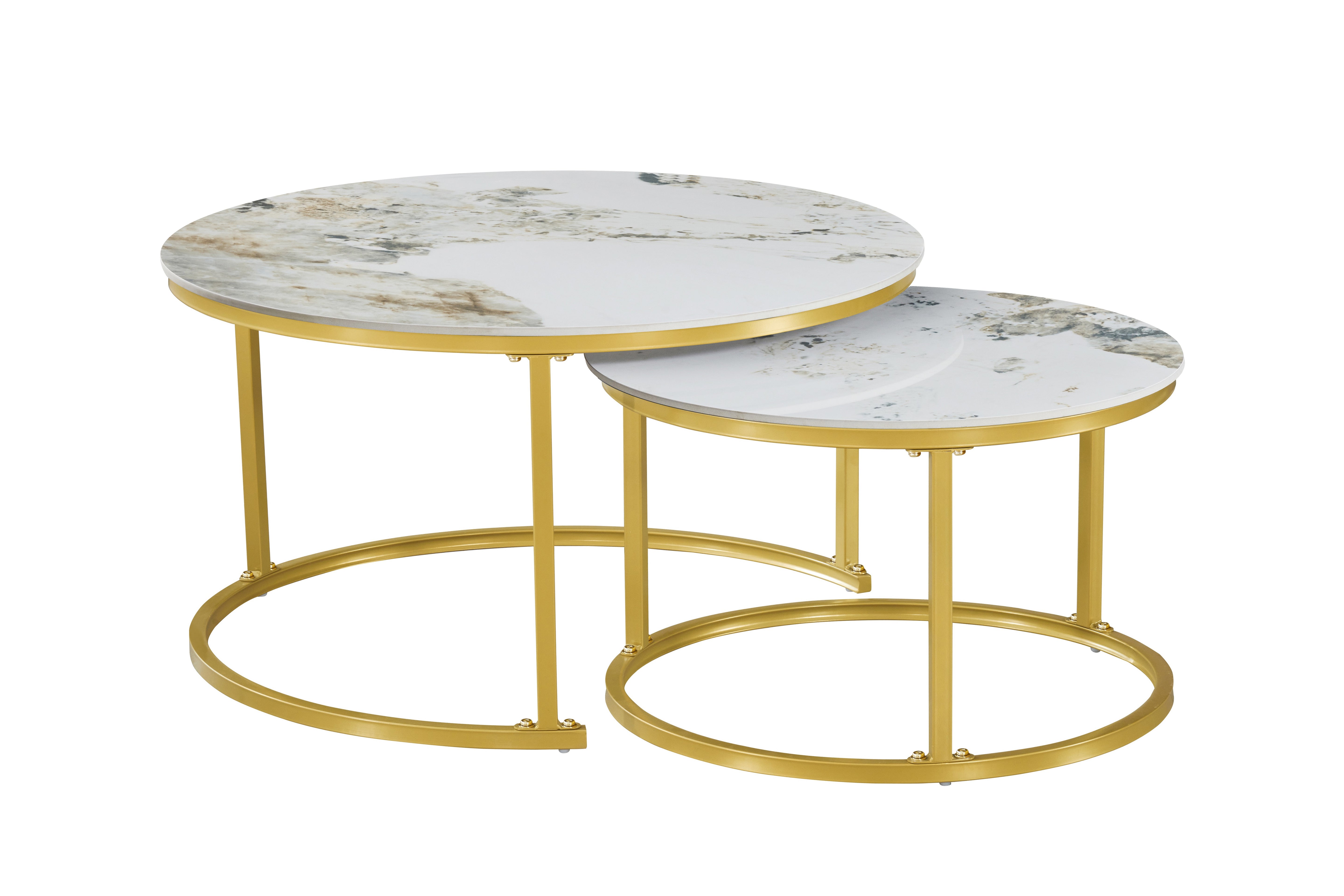 Sintered Stone Pandora Top With Gold Steel Base Coffee / Side Table – IF-2632