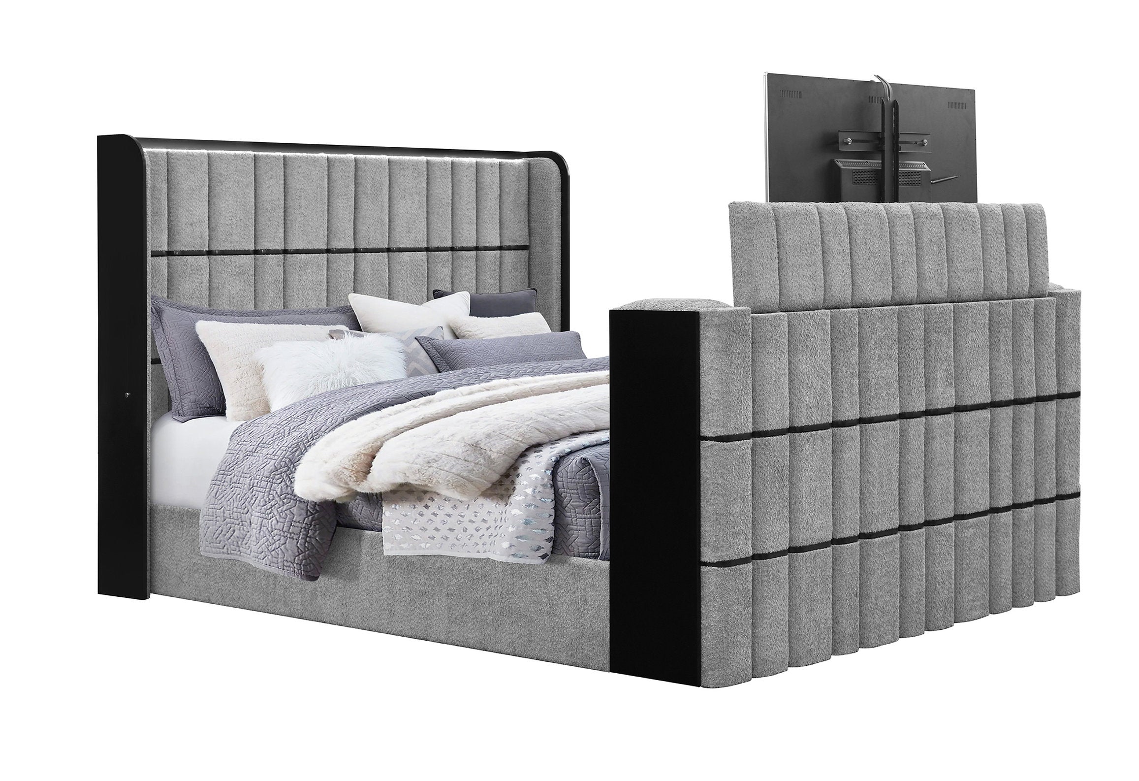 Isabella - Grey Bedroom Set with TV support